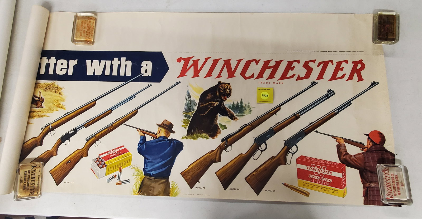 Winchester, "Everybody shoots better with a Winchester" poster: Winchester, "Everybody shoots better with a Winchester" poster