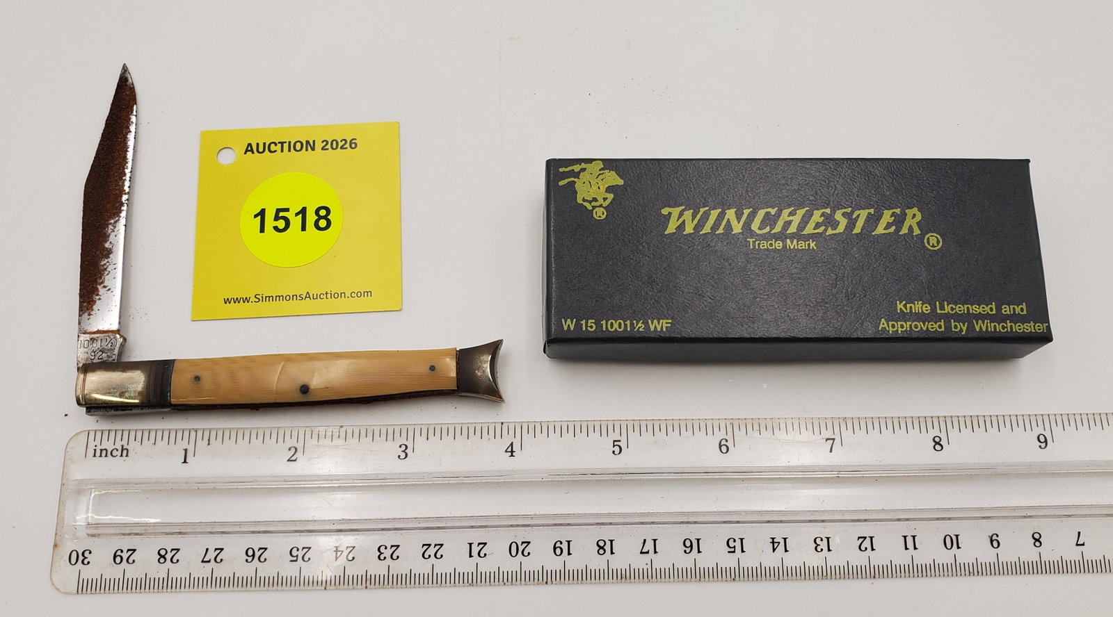 Pocket Knife: Winchester W15-100-1/2-92, 1-Blade, Celluloid Handle w/ Black Box (NS), Has signifi... - 3
