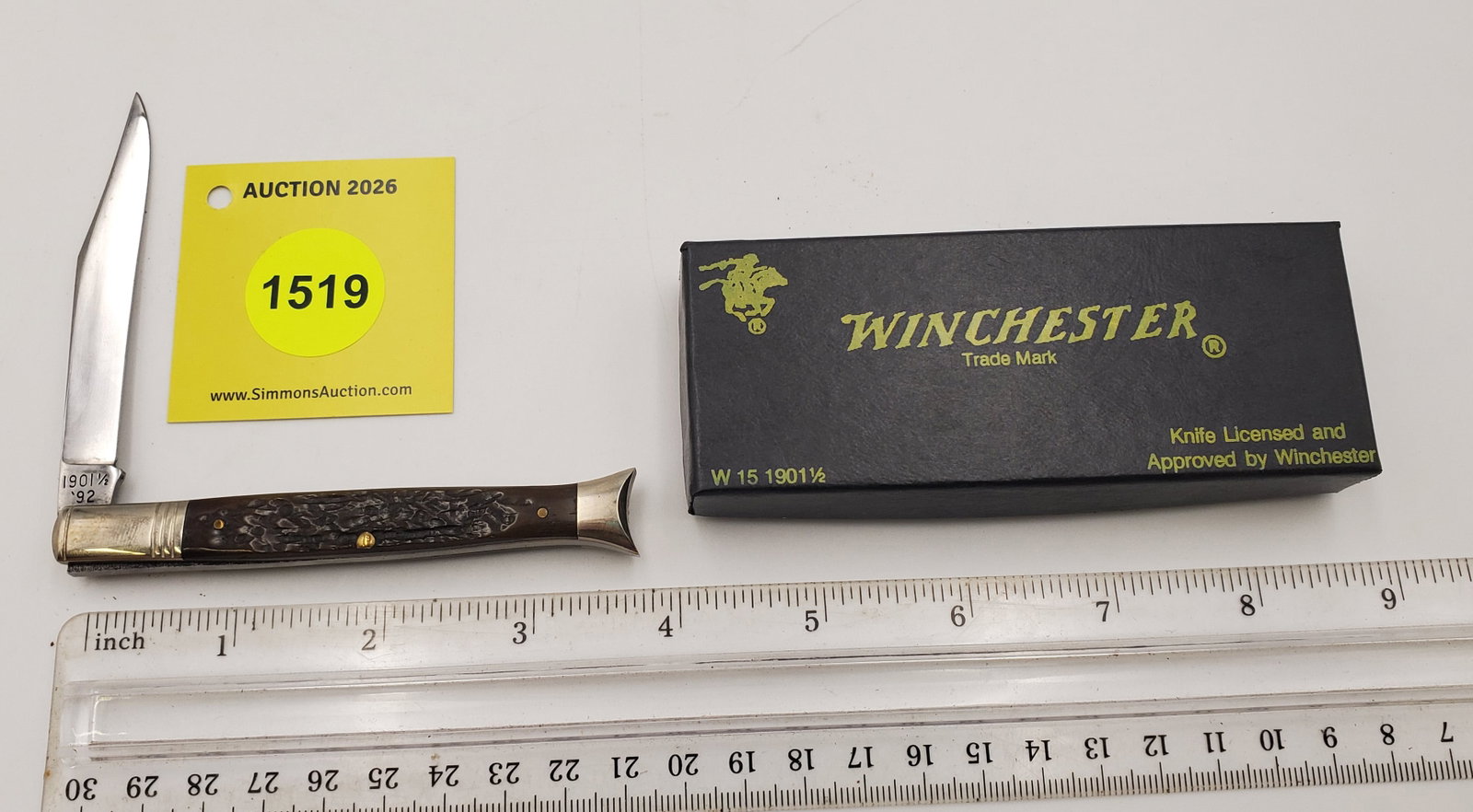 Pocket Knife: Winchester W15-1901-1/2-92, 1-Blade, Stag Handle w/ Black Box (GS) - 3