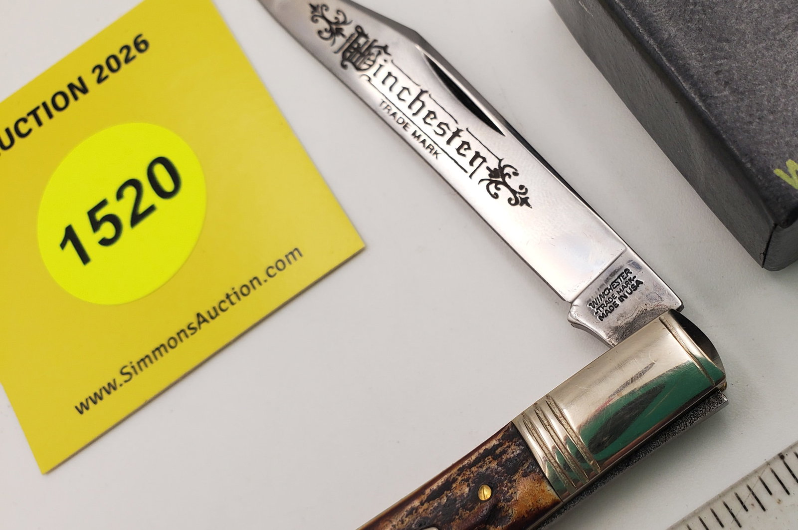 Pocket Knife: Winchester W15-1901-1/2-92, 1-Blade, Stag Handle w/ Black Box (GS) - 2