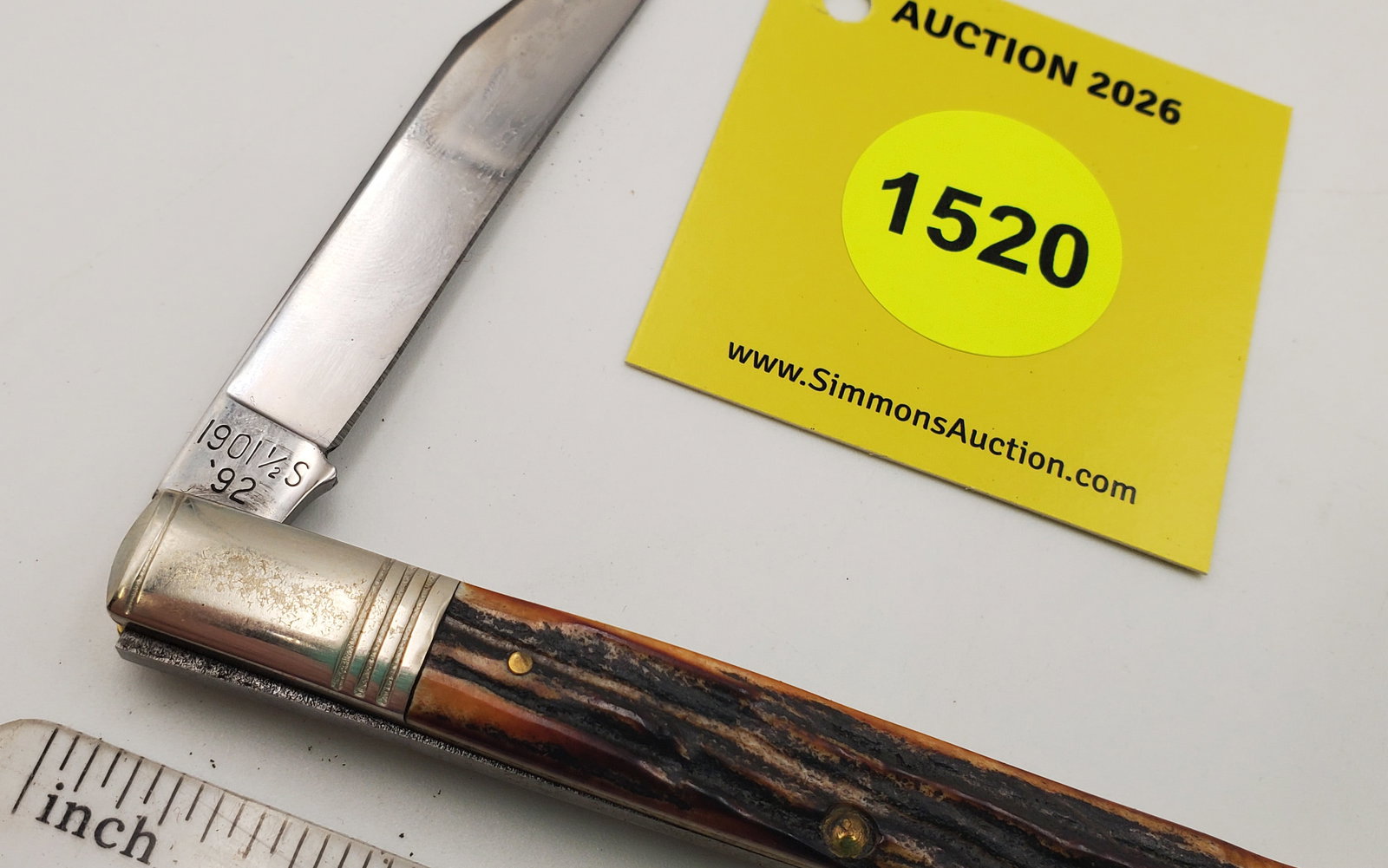 Pocket Knife: Winchester W15-1901-1/2-92, 1-Blade, Stag Handle w/ Black Box (GS) - 4