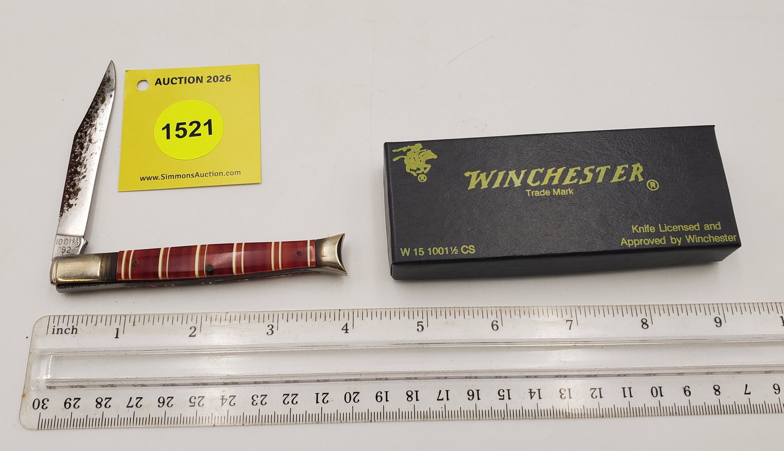 Pocket Knife: Winchester W15-100-1/2-92, 1-Blade, Goldstone Handle w/ Black Box (GS), Ha some cor... - 3