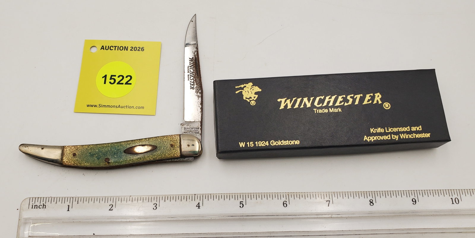 Pocket Knife: Winchester "Toothpick" W15 1924, 1-Blade, Goldstone Handle w/ Black (GS), Has signi... (1 of 4)