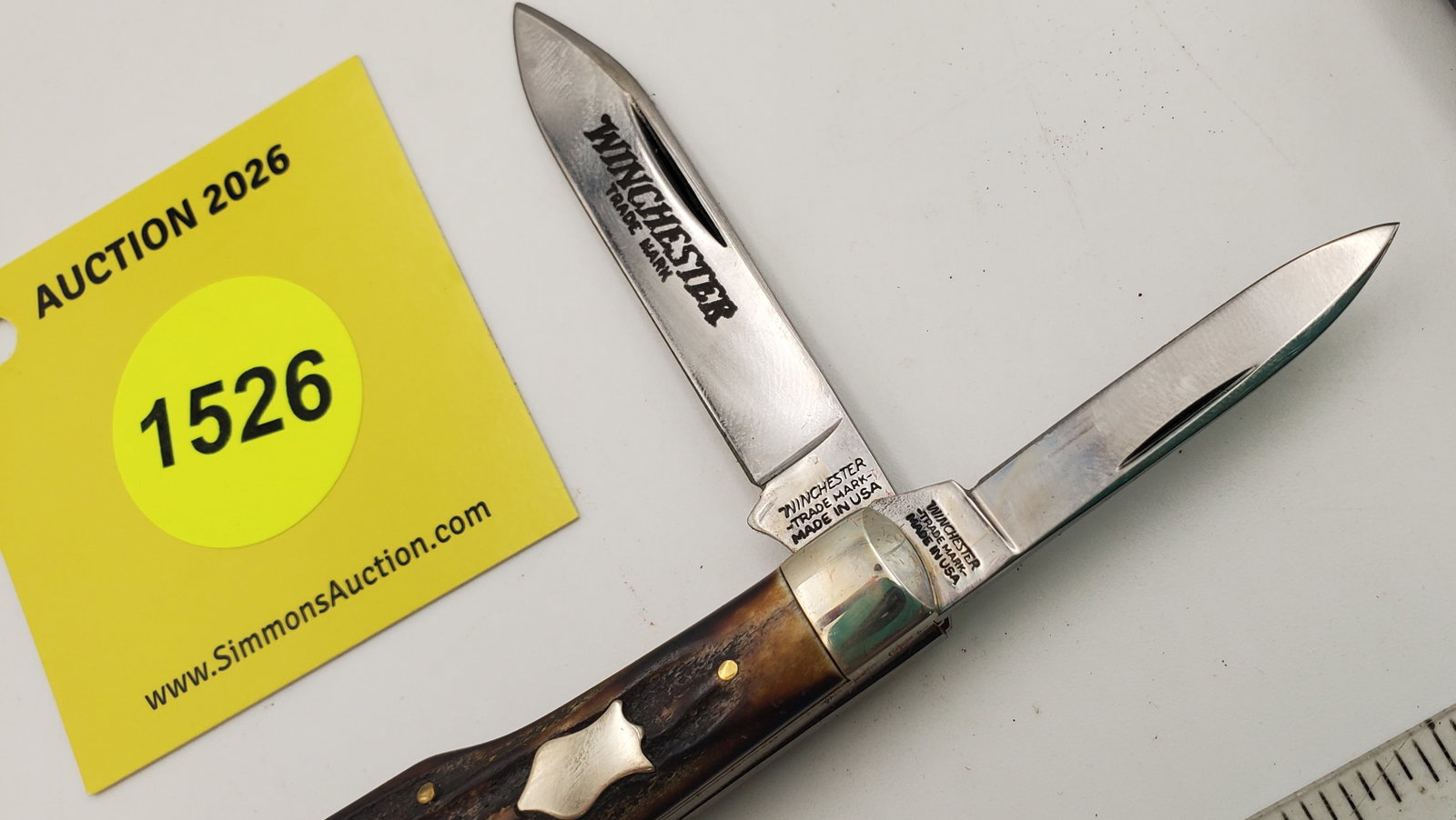 Pocket Knife: Winchester W15-2851-S-91, 2-Blade, Stag Handle w/ Black Box (GS) - 2