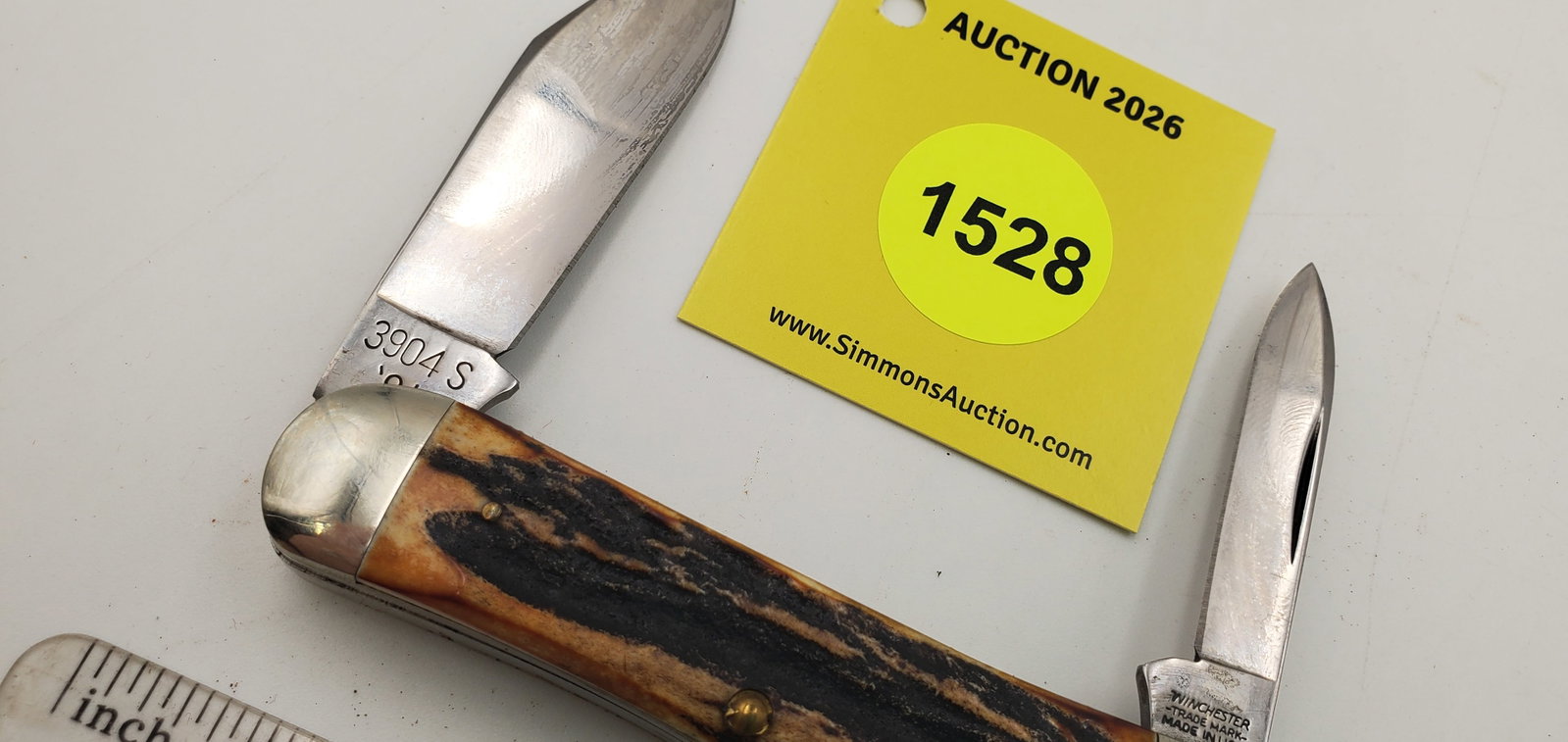 Pocket Knife: Winchester W15-3904-S-91, 3-Blade, Stag Handle w/ Black Box (GS) - 6