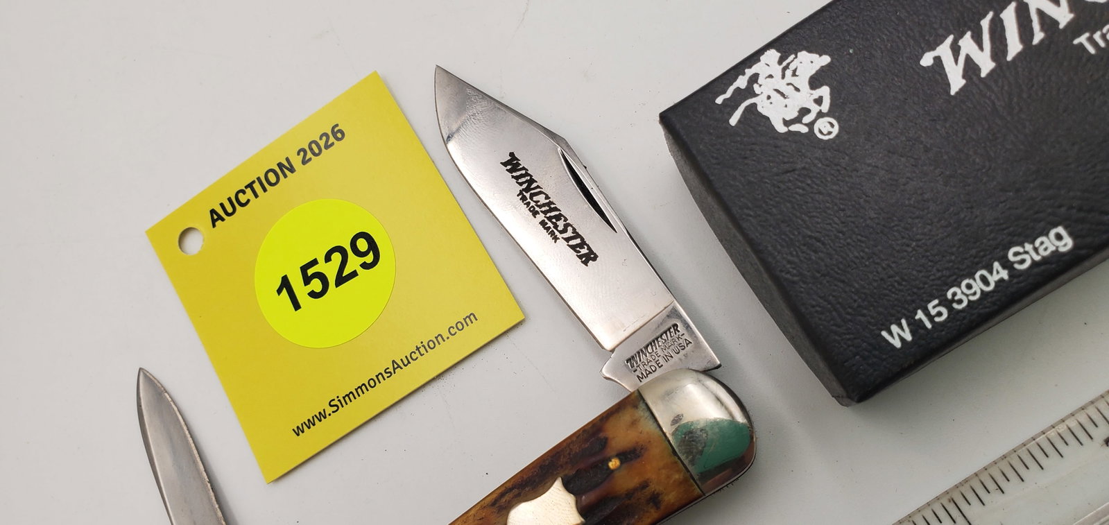 Pocket Knife: Winchester W15-3904-S-91, 3-Blade, Stag Handle w/ Black Box (GS) - 2