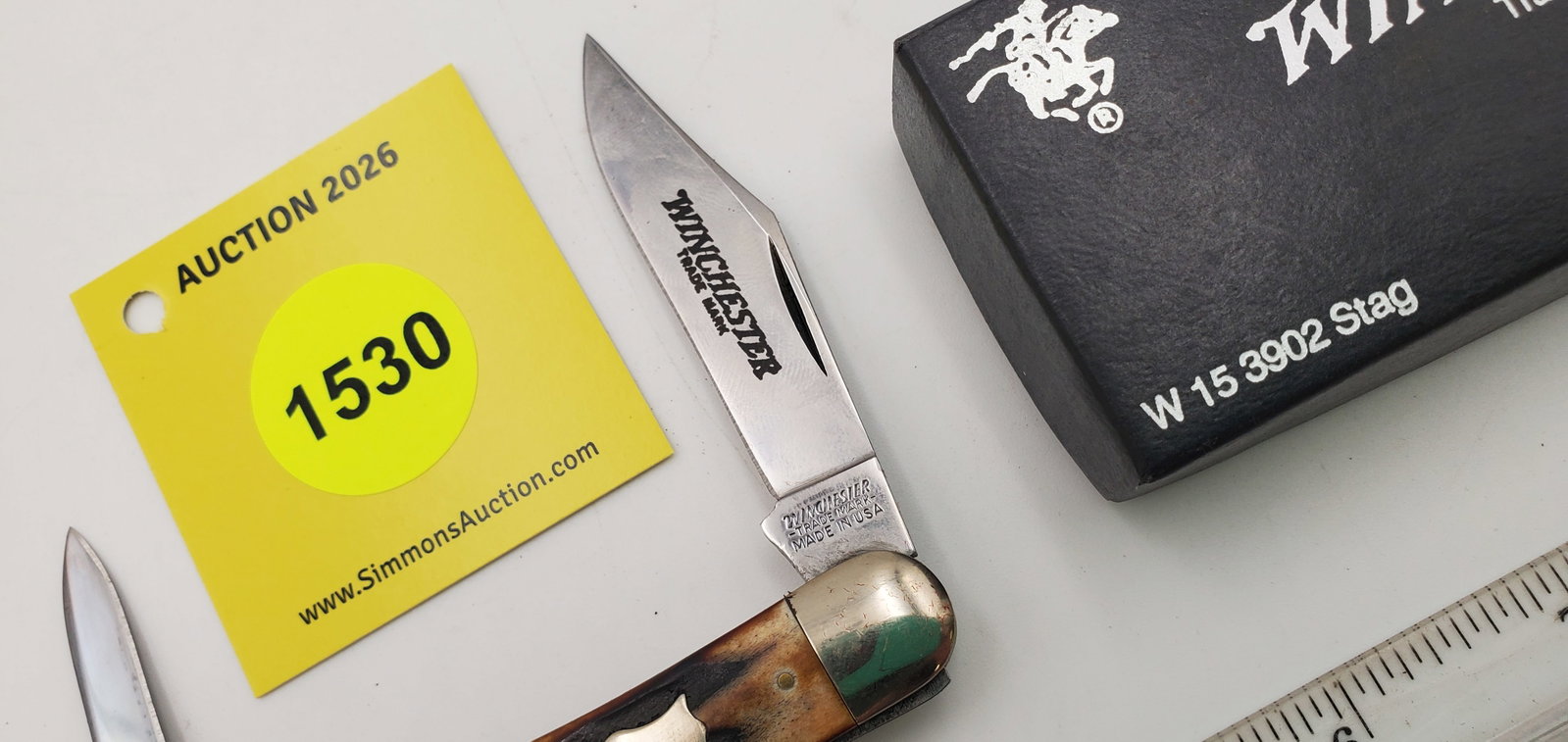 Pocket Knife: Winchester W15-3902-S-91, 3-Blade, Stag Handle w/ Black Box (GS) - 2