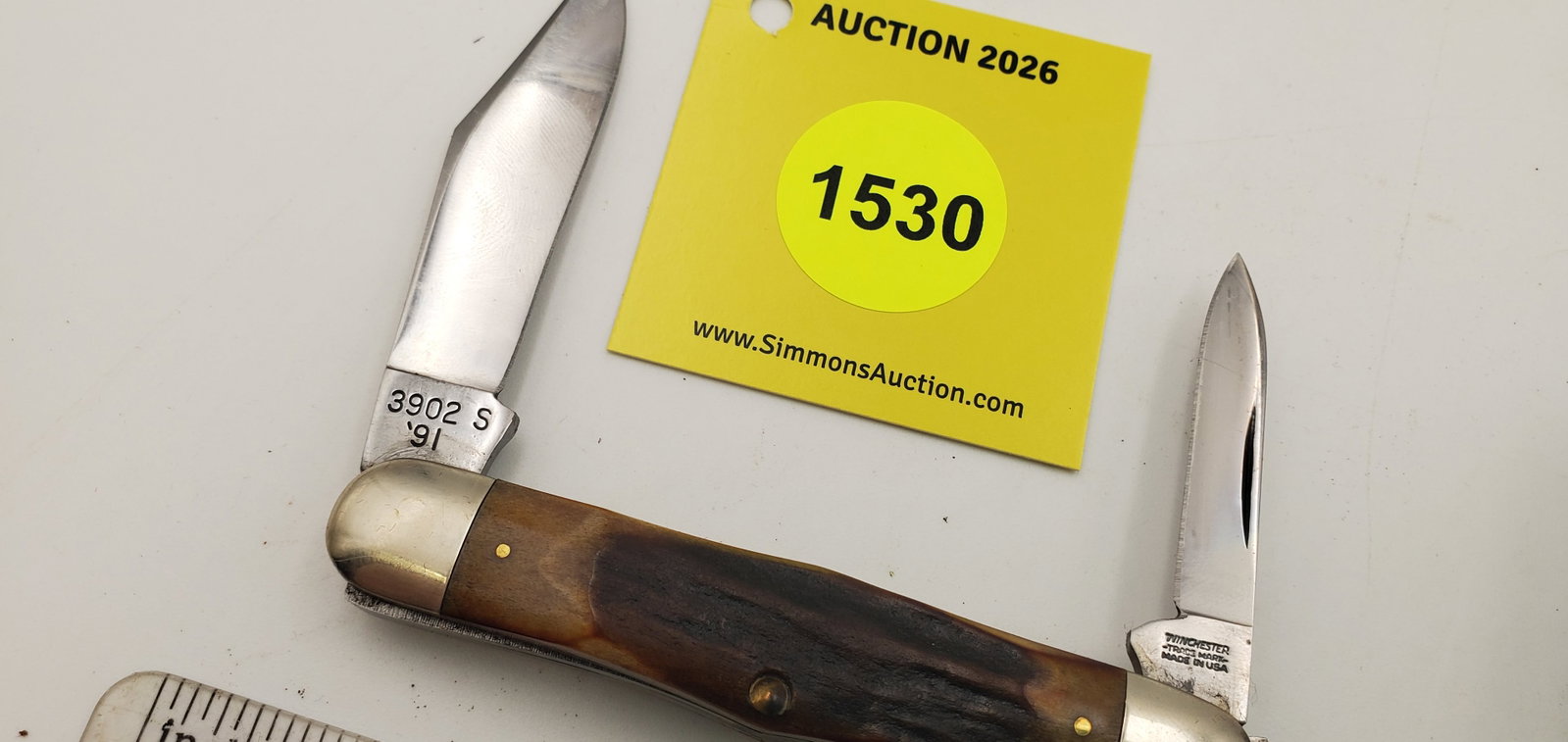 Pocket Knife: Winchester W15-3902-S-91, 3-Blade, Stag Handle w/ Black Box (GS) - 5
