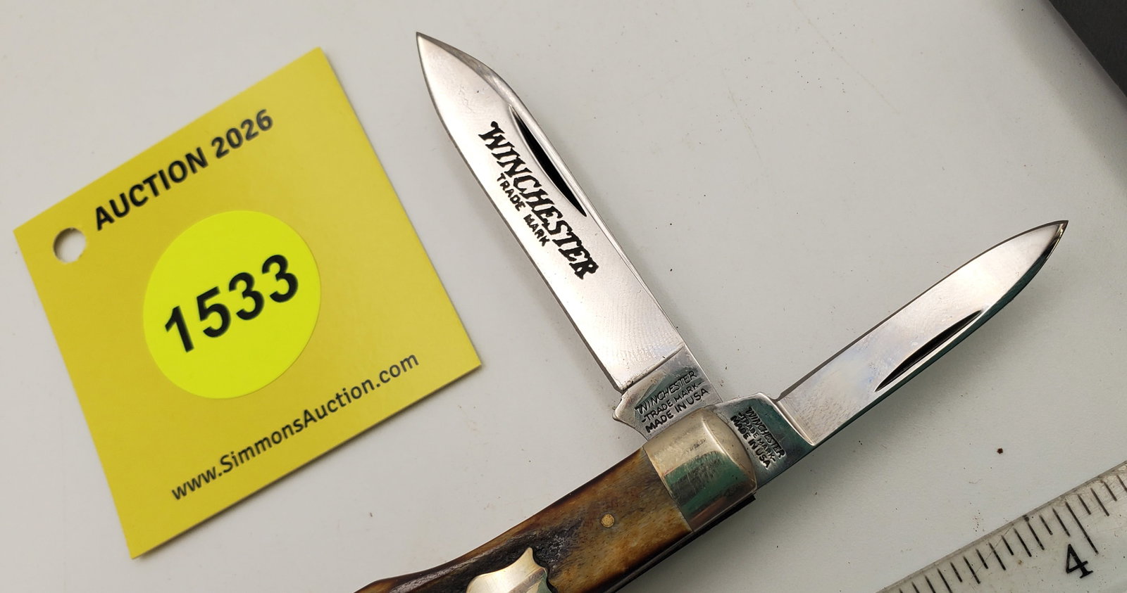 Pocket Knife: Winchester W15-2851-S-91, 2-Blade, Stag Handle w/ Black Box (GS). Limited to 500 - 2