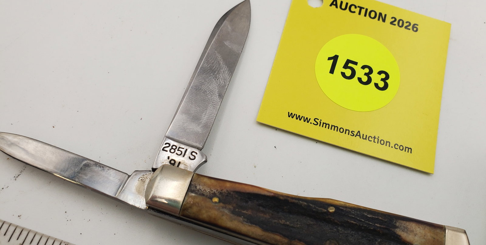 Pocket Knife: Winchester W15-2851-S-91, 2-Blade, Stag Handle w/ Black Box (GS). Limited to 500 - 4