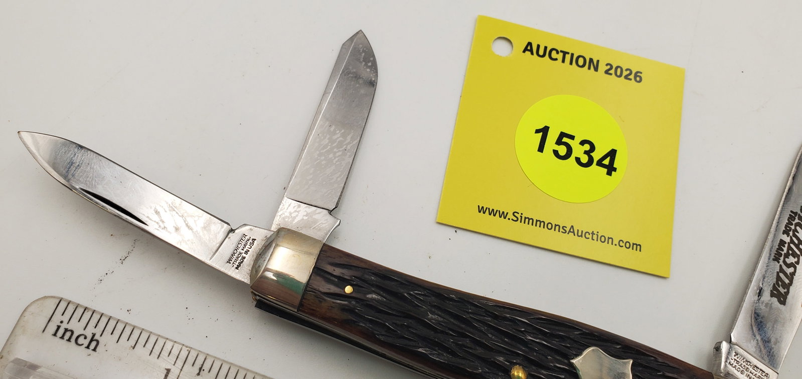 Pocket Knife: Winchester W15-3907-91, 3-Blade, Black Jigged Handle w/ Black Box (HS), #34 in Series - 3