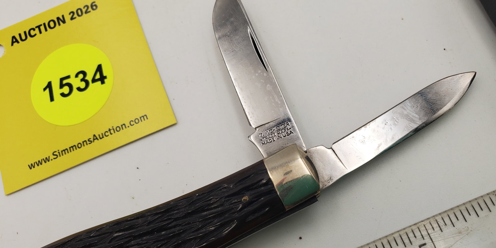 Pocket Knife: Winchester W15-3907-91, 3-Blade, Black Jigged Handle w/ Black Box (HS), #34 in Series - 5