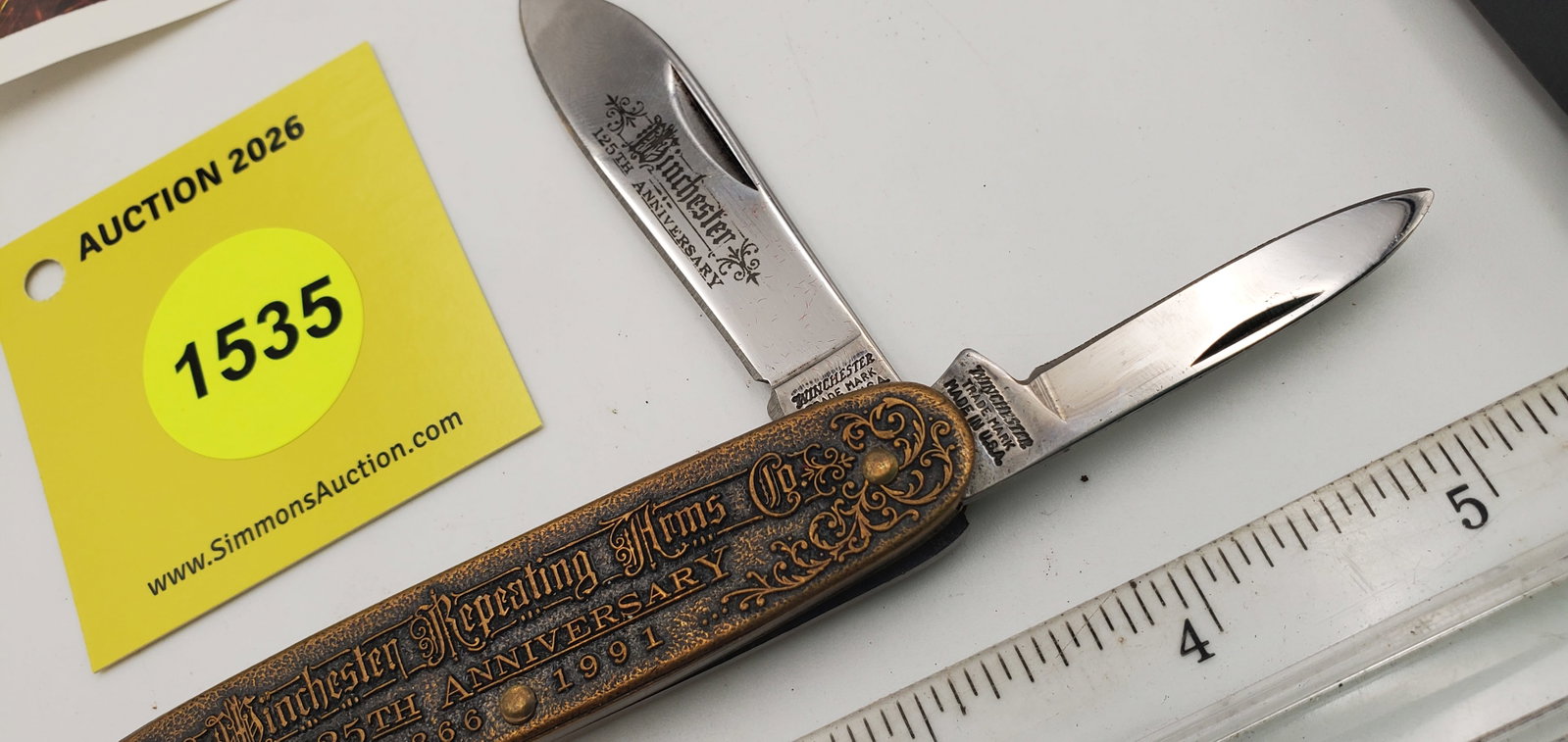 Pocket Knife: Winchester "125th Anniversary" 1991-2, 2-Blade, Commemorative Pen Knife w/ Black Bo... - 2