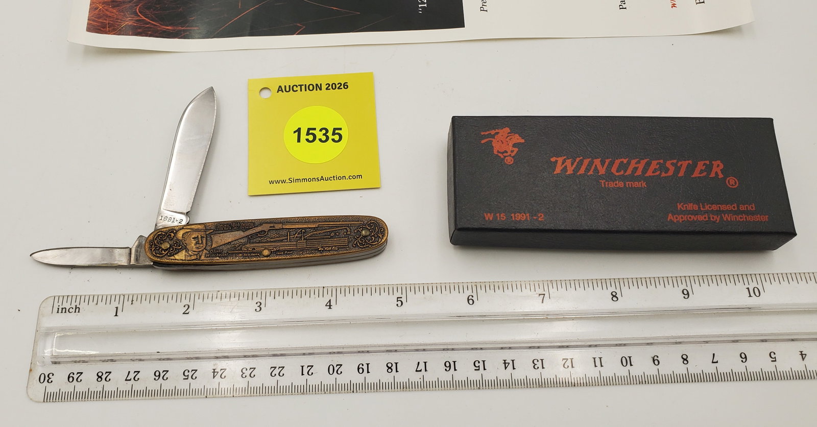 Pocket Knife: Winchester "125th Anniversary" 1991-2, 2-Blade, Commemorative Pen Knife w/ Black Bo... - 3