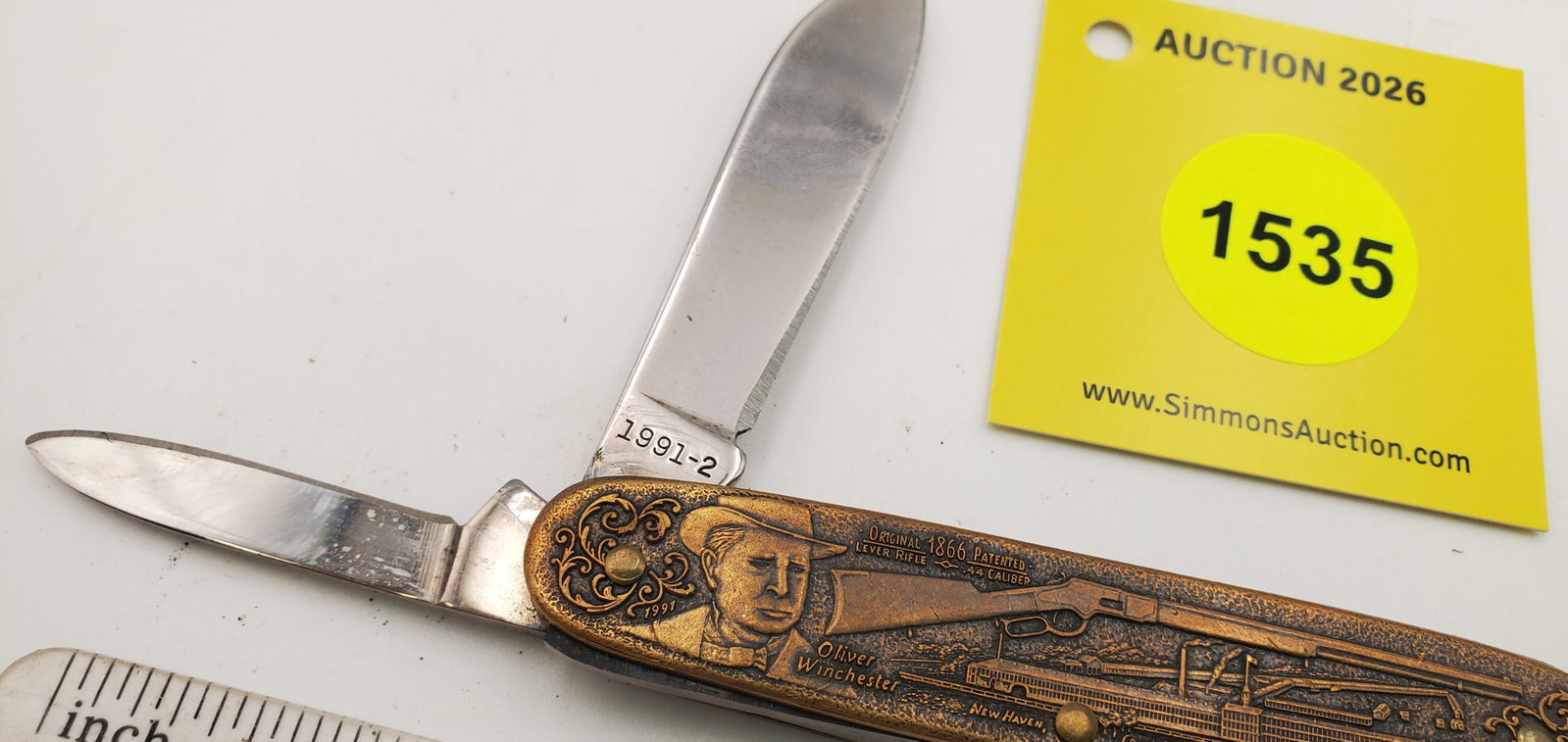 Pocket Knife: Winchester "125th Anniversary" 1991-2, 2-Blade, Commemorative Pen Knife w/ Black Bo... - 4