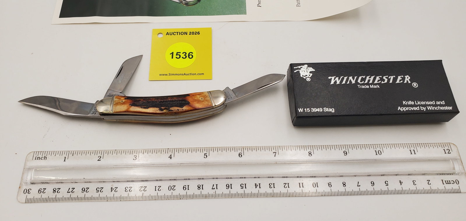 Pocket Knife: Winchester "Sowbelly Stockman" W15-3949-S-91, 3-Blade, Stag Handle w/ Black Box (GS... - 2