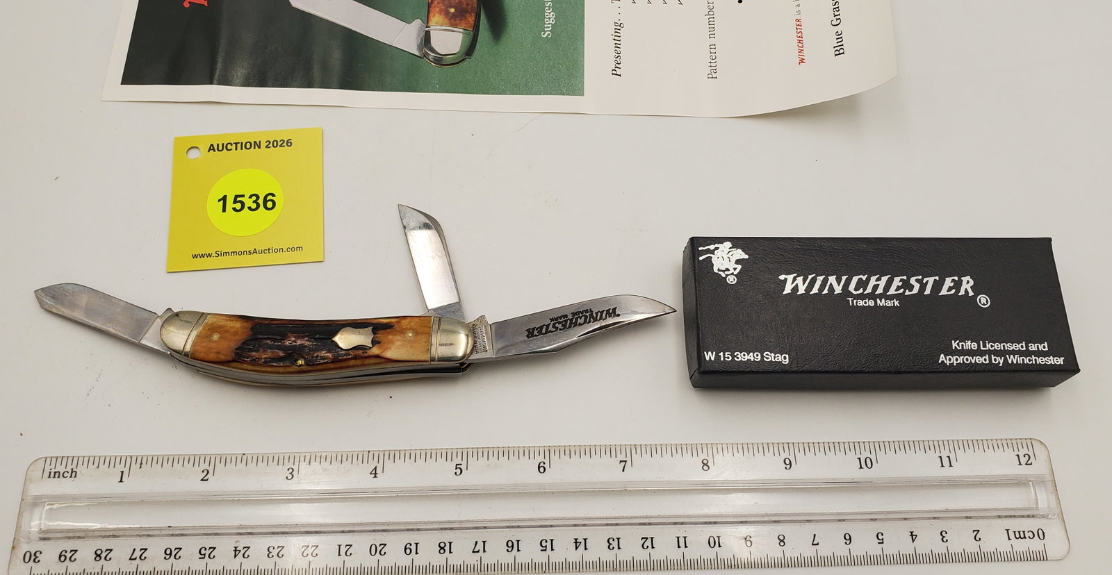 Pocket Knife: Winchester "Sowbelly Stockman" W15-3949-S-91, 3-Blade, Stag Handle w/ Black Box (GS... - 5