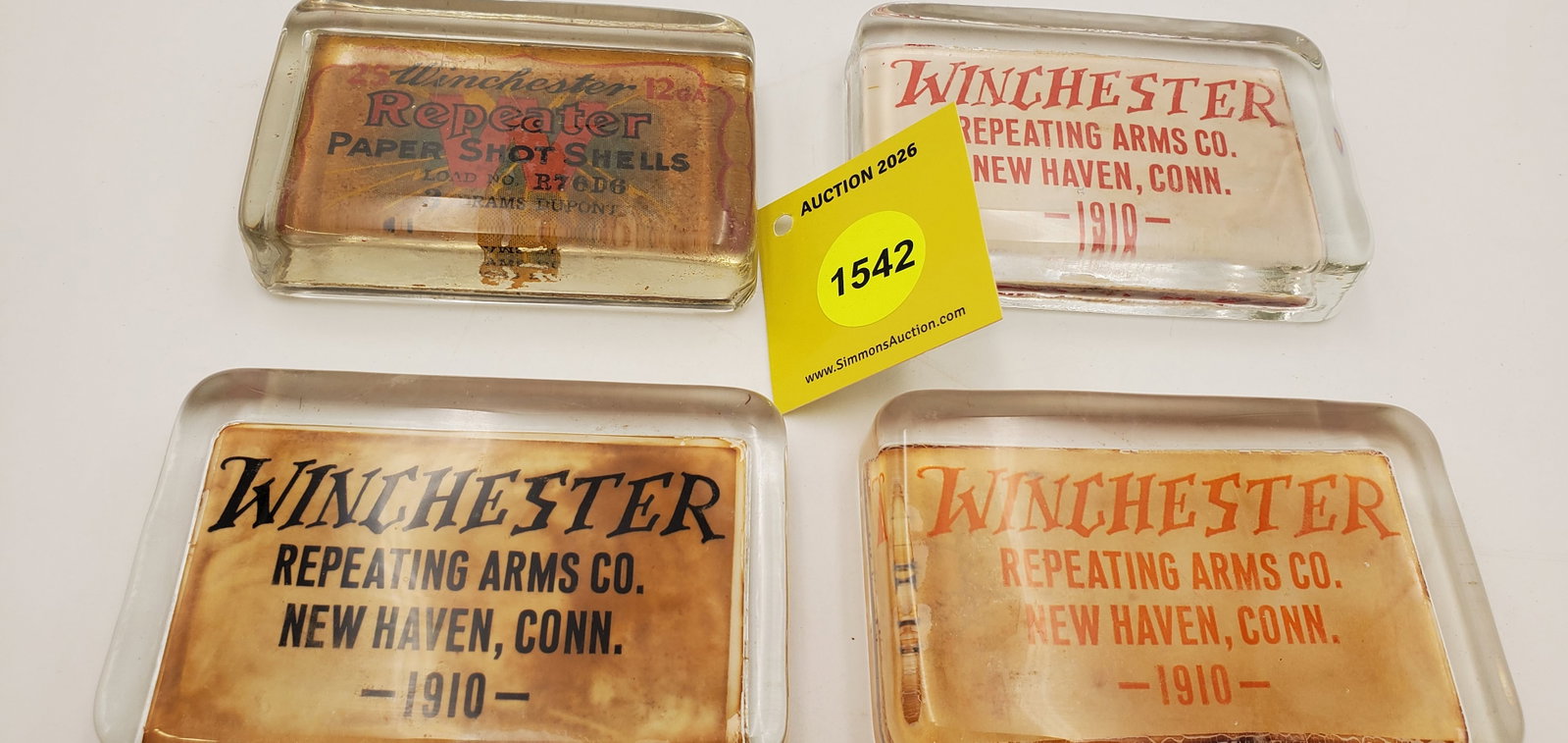 Lot of 4, Winchester Glass Advertising Paper Weights - 2