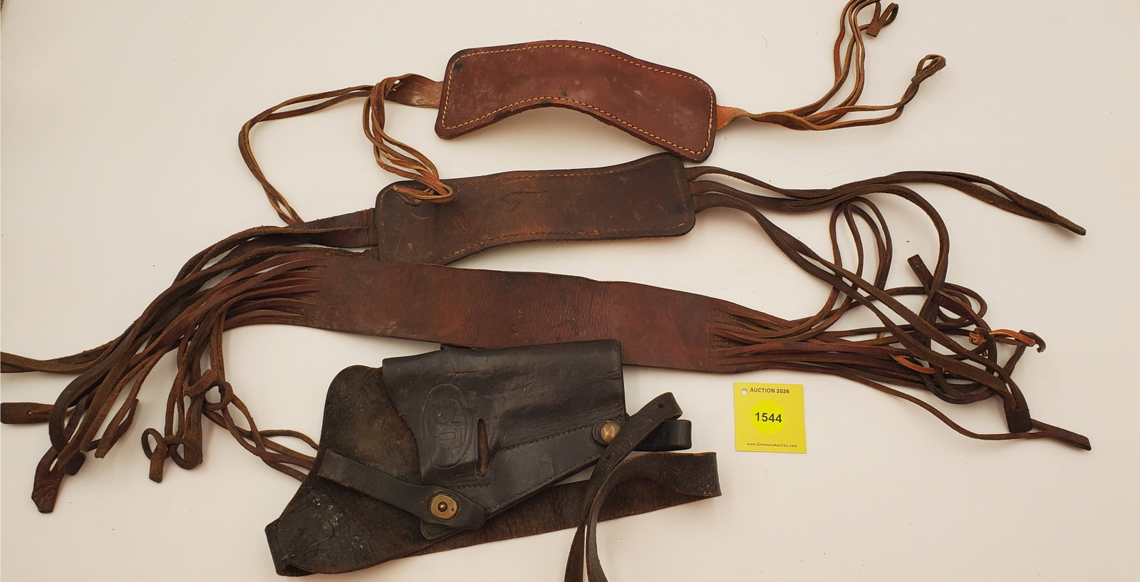 Box of Misc Leather items and gun holster (1 of 1)