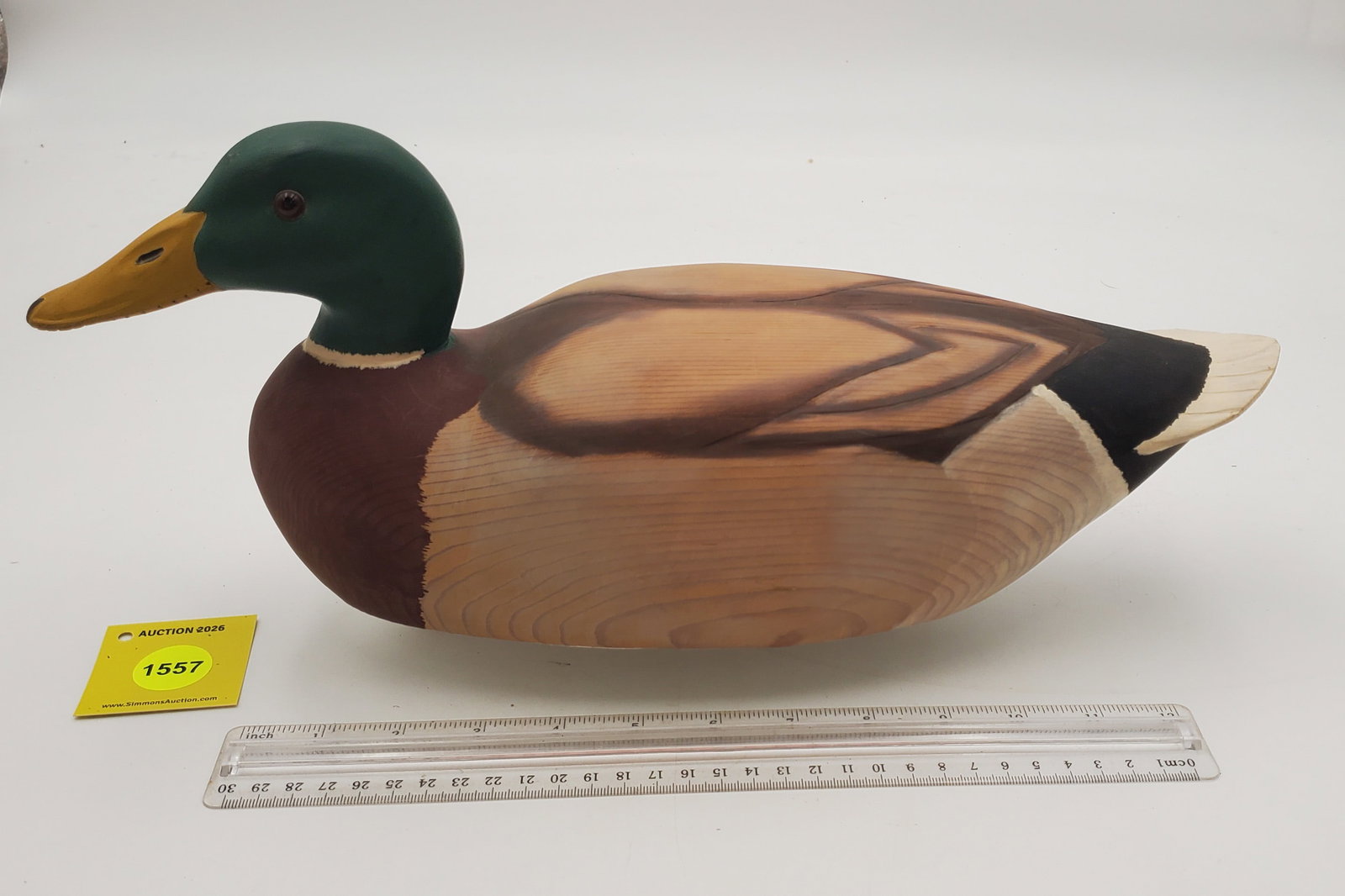 Decoy, wooden mallard drake, on bottom "B. Wall 6.20.84 No 2" (1 of 3)