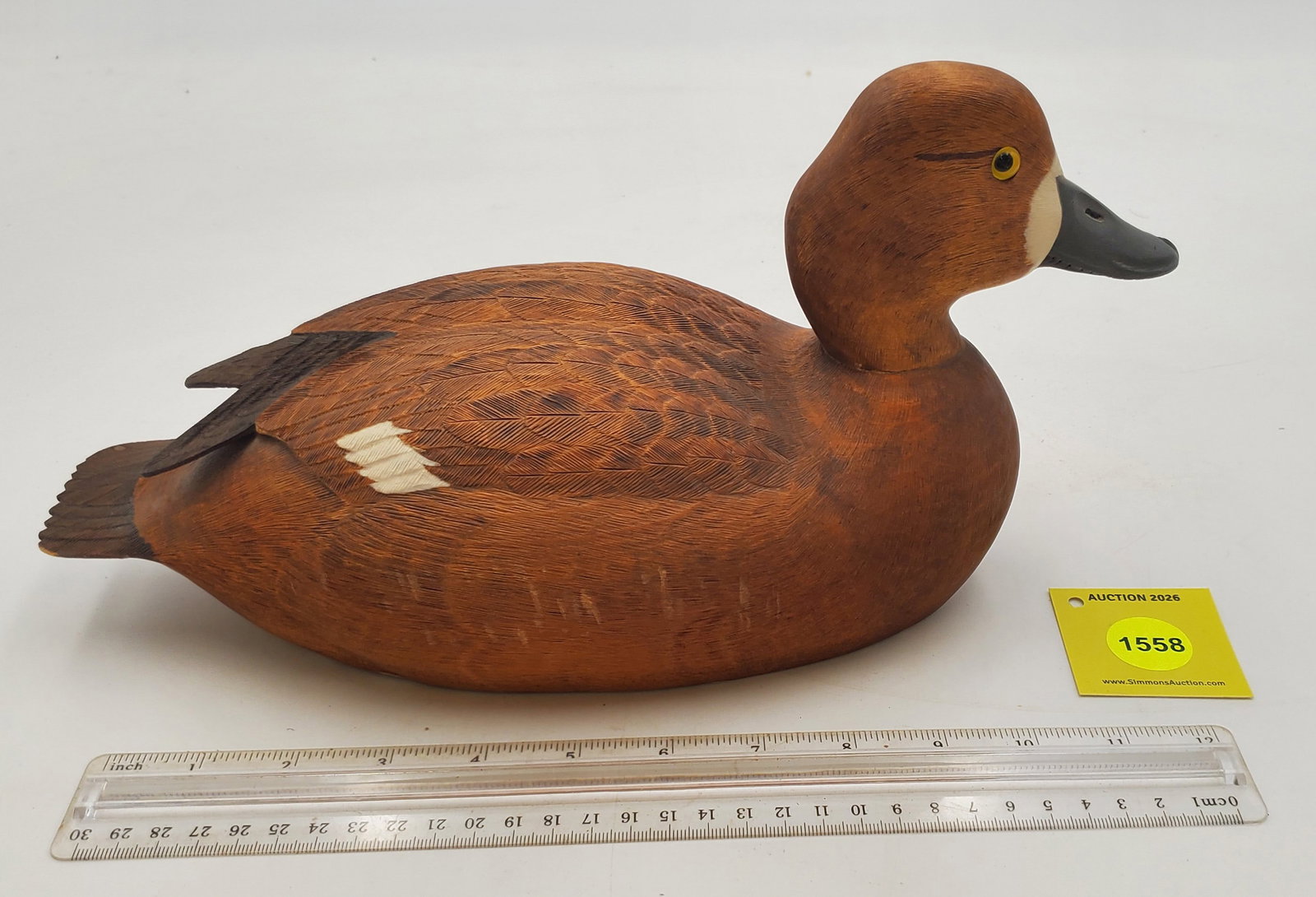 Decoy, wooden duck, on bottom "B. Wall 2.2.81 #1": Decoy, wooden duck, on bottom "B. Wall 2.2.81 #1"