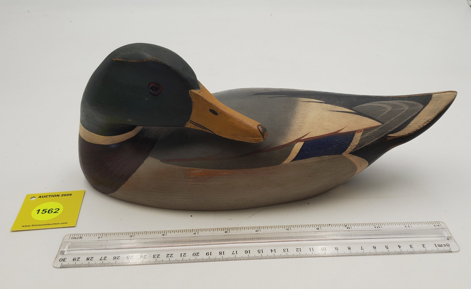 Decoy, wooden mallard duck, on bottom signed 1st Missouri State Decoy 10/100 (1 of 3)