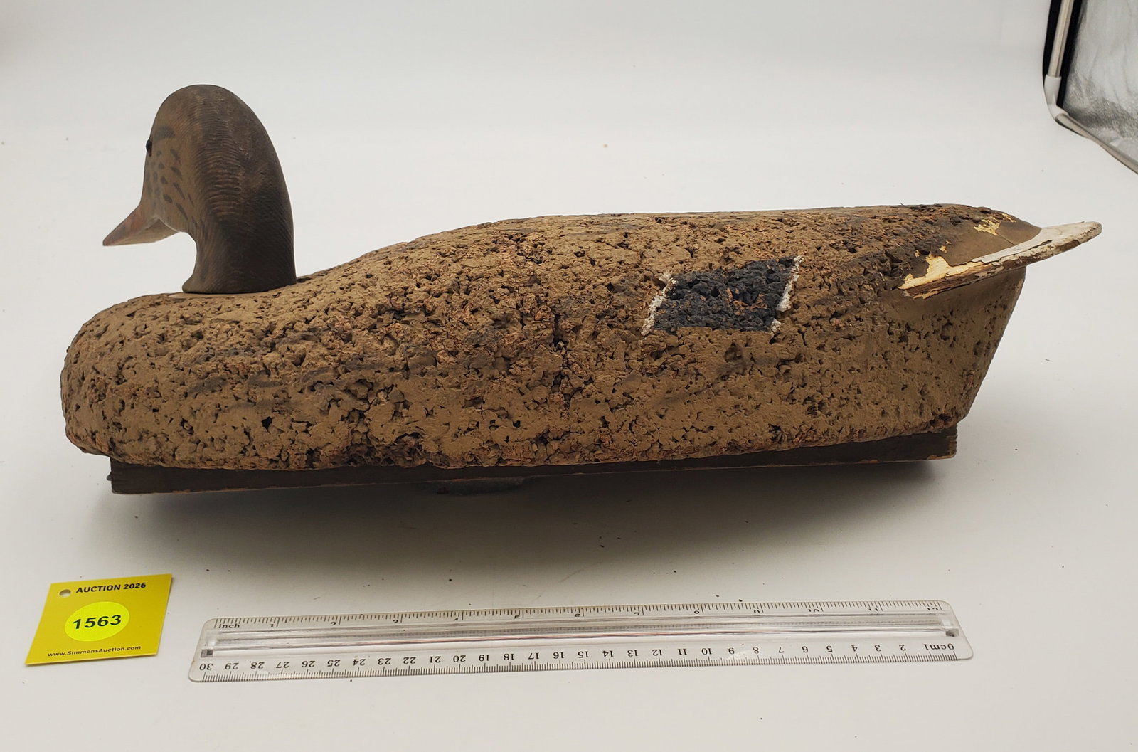 Decoy, duck with cork body and wooden carved head - 2