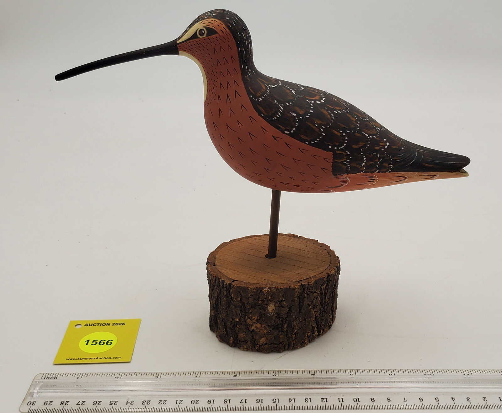 Decoy, wooden long-billed shorebird (1 of 2)