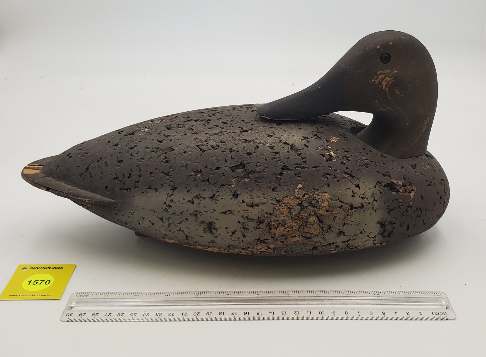 Decoy, canvasback hen with cork body and wooden head - 2