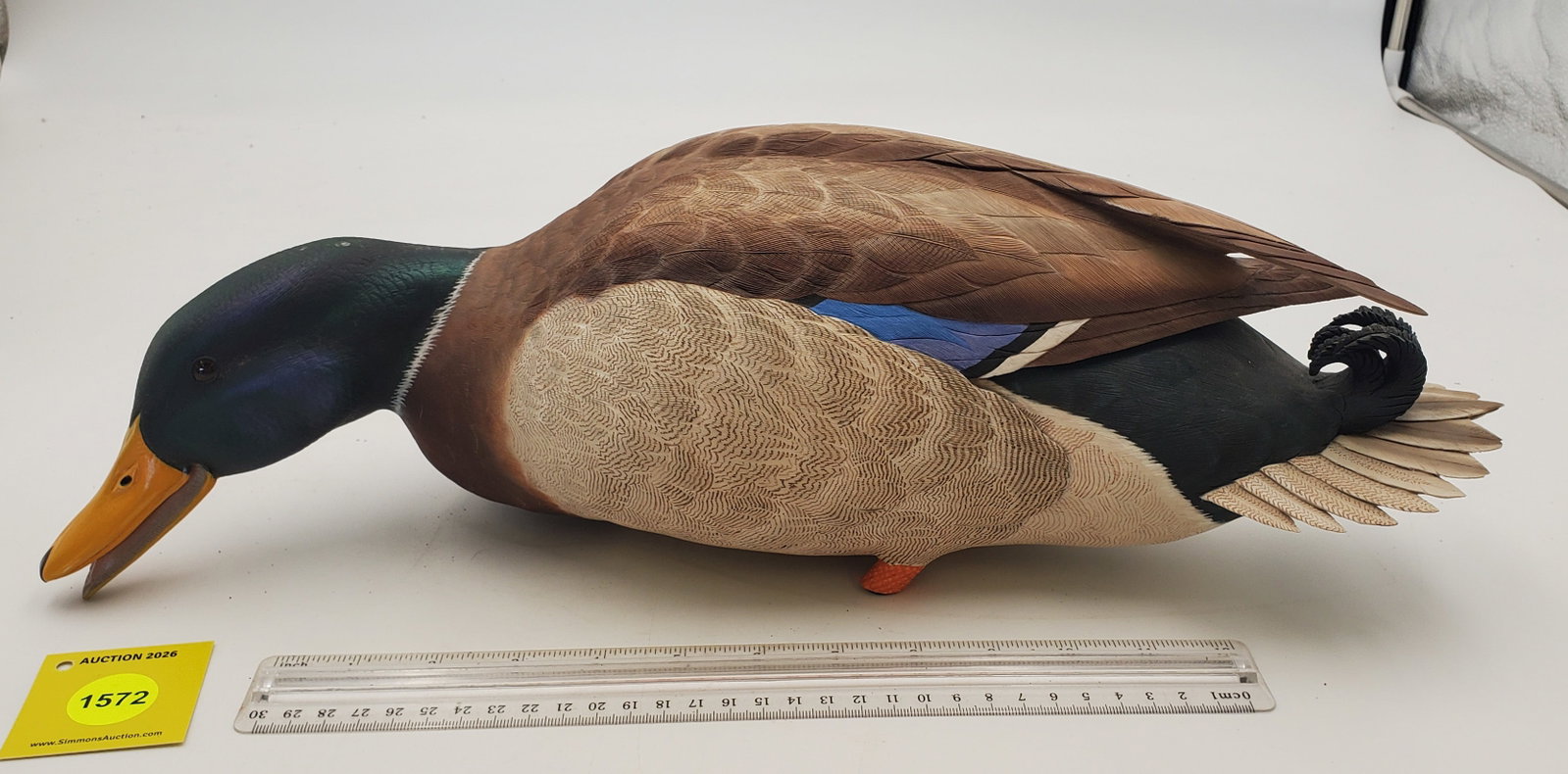 Decoy, wooden Mallard Drake, on bottom "Devine 11/92" (1 of 3)