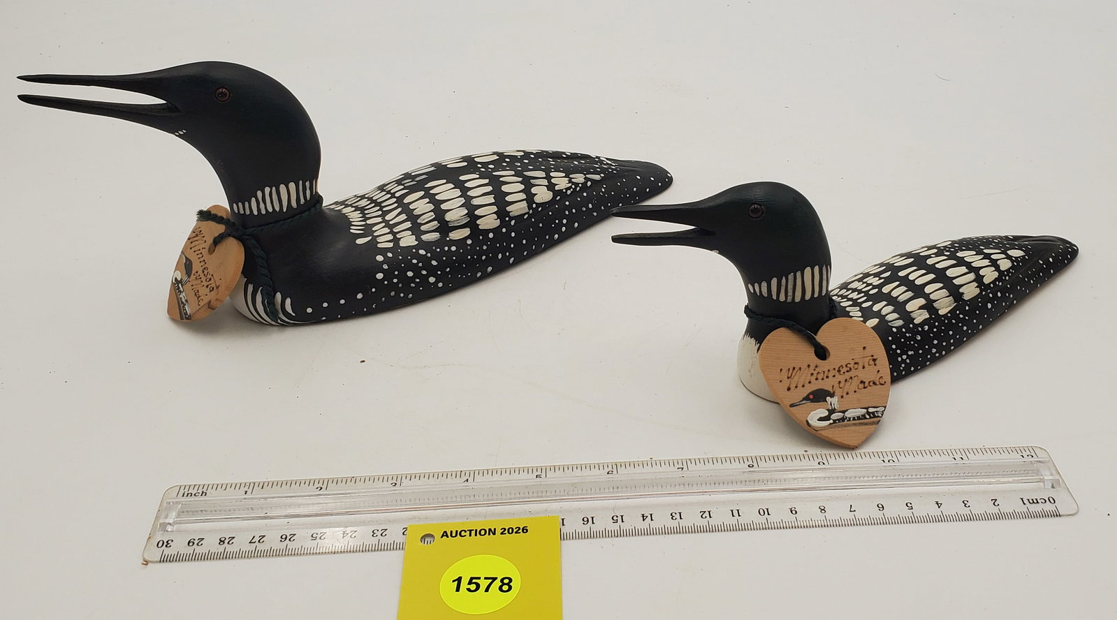 Lot of 2, wooden common loons Minnesota made (1 of 3)