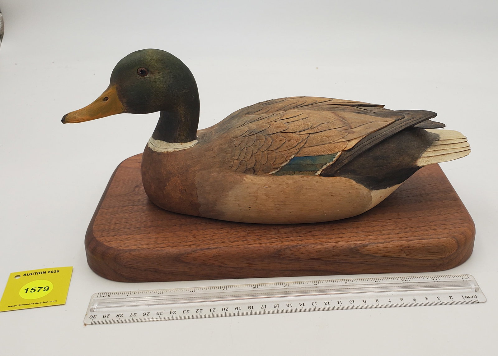 Decoy, wooden mallard duck, on bottom "J Vanko '82" (1 of 3)
