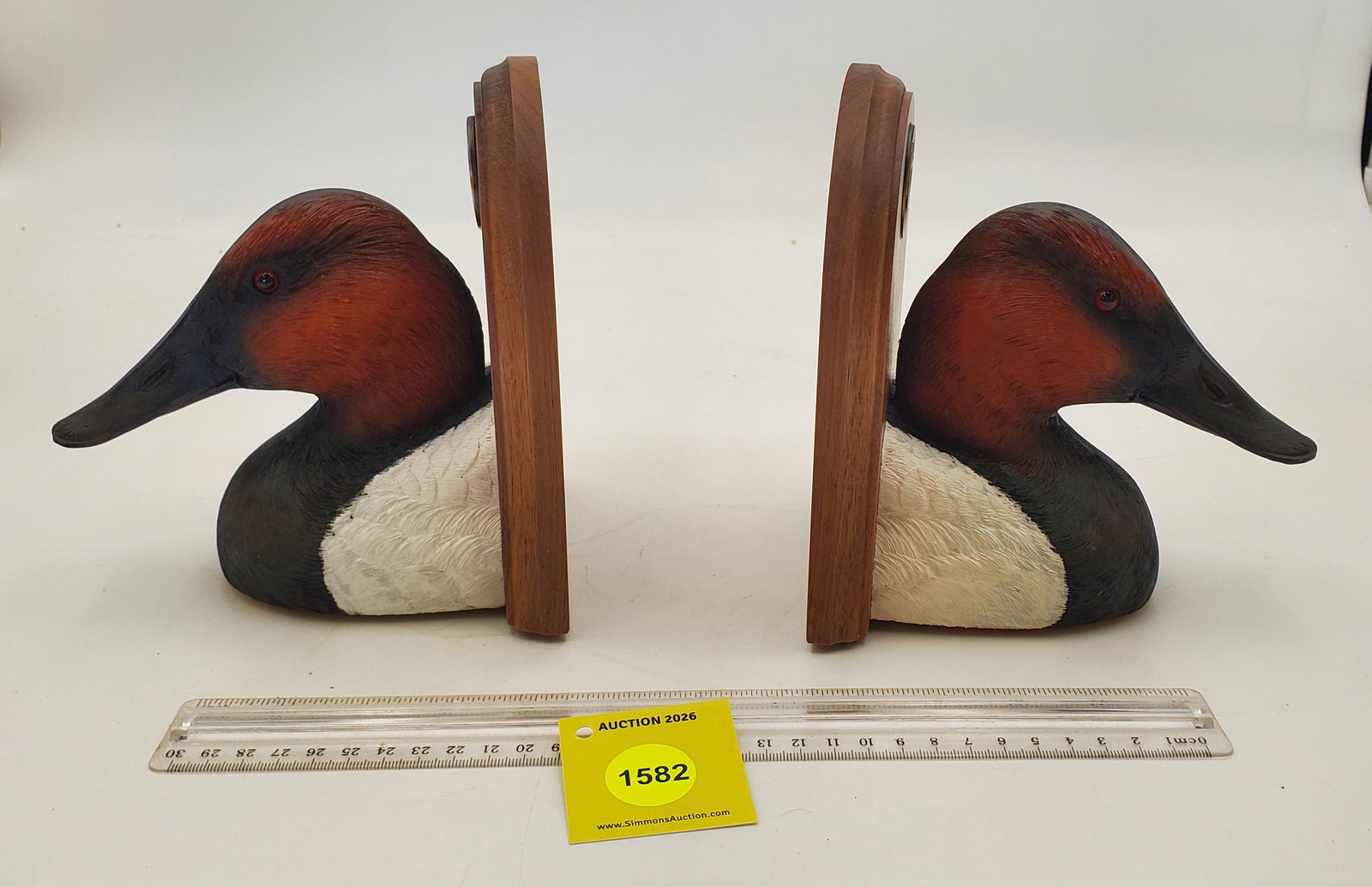 Ducks unlimited Canvasback bookends, signed on bottom - 2