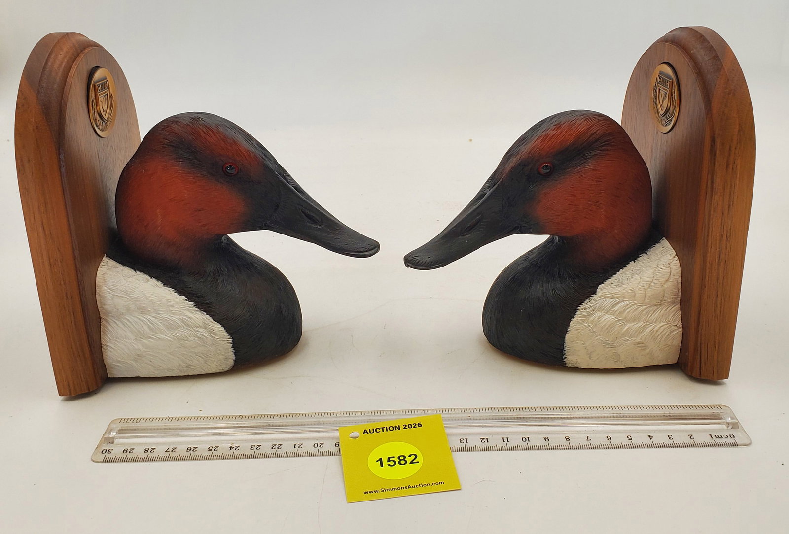 Ducks unlimited Canvasback bookends, signed on bottom - 3