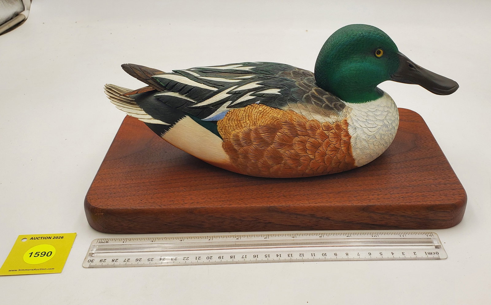 Decoy, wooden Northern Shoveler, marked "N. Shoveler #8 Devine 10/91" - 2