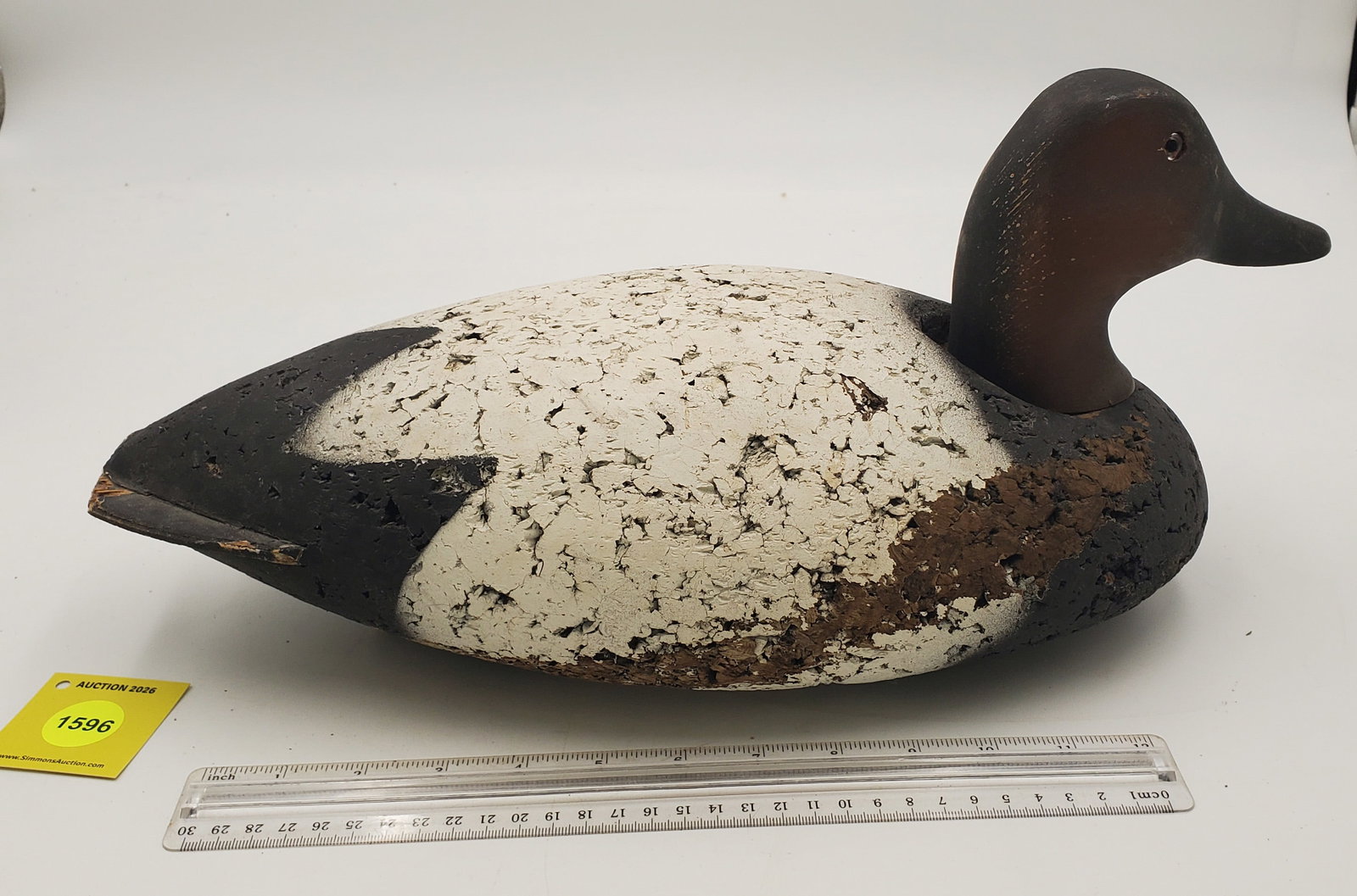 Decoy, canvasback drake w/cork body and wooden head, marked on bottom "Waverider" - 2
