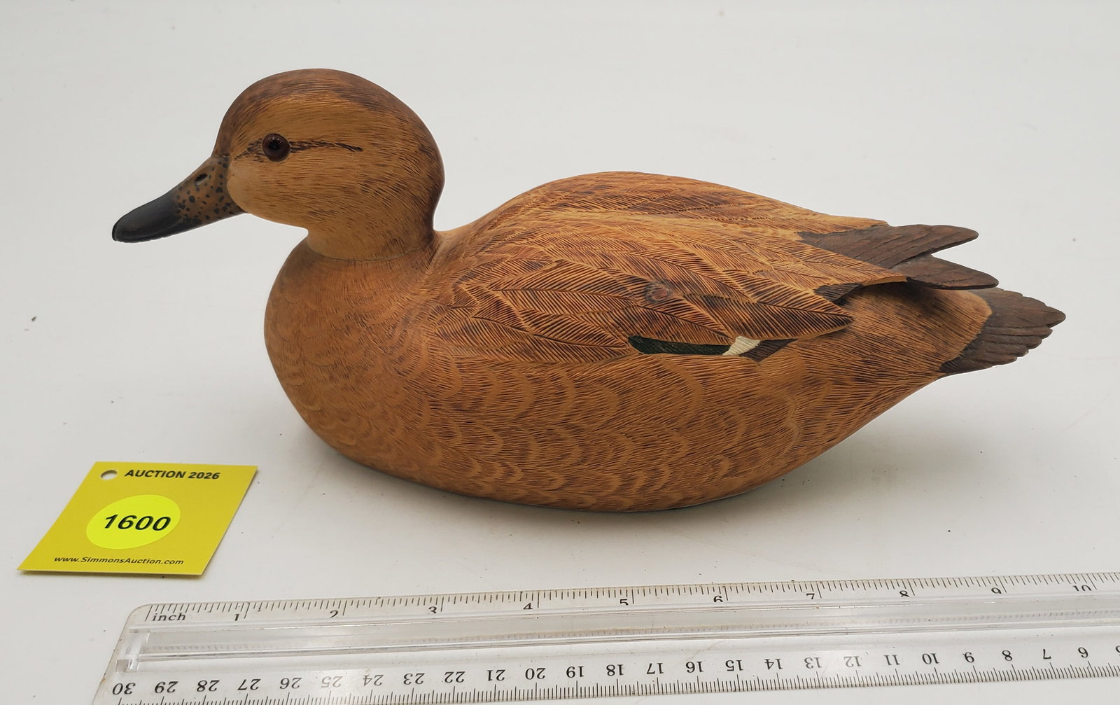 Decoy, wooden duck, marked on bottom "B. Wall 1.26.81 #1" (1 of 3)