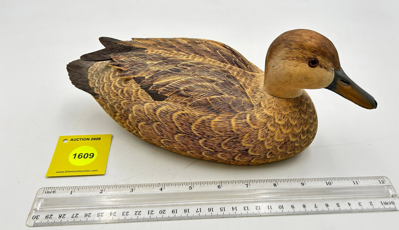 Decoy, wooded pintail, marked "B. Wall 4.6.82 No.1" on bottom (1 of 4)