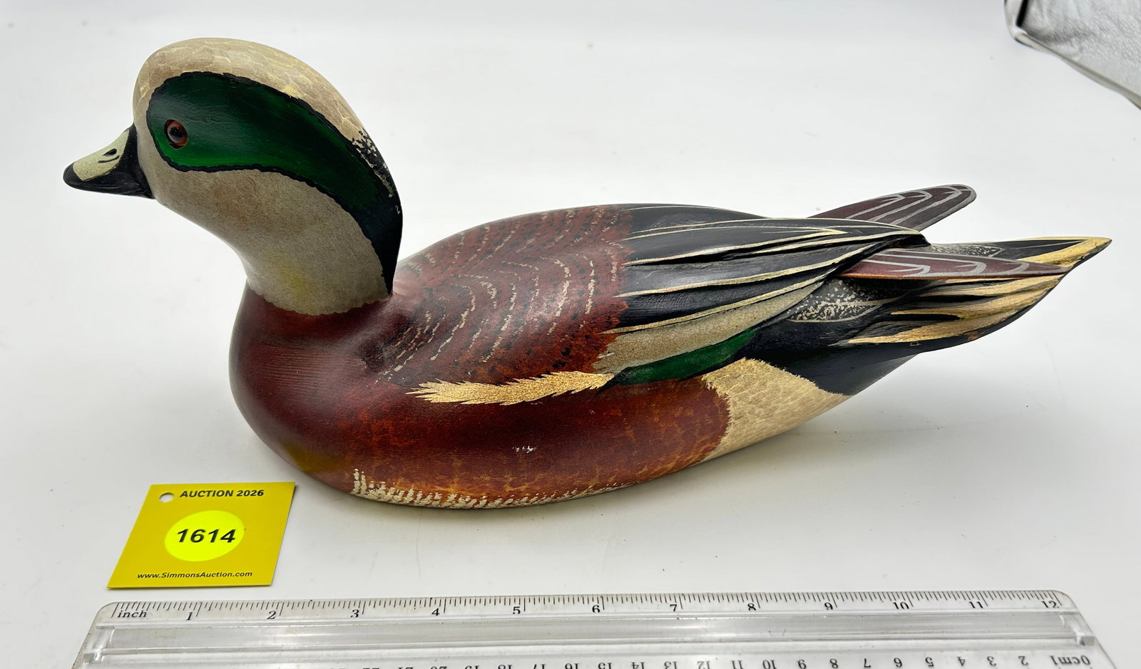Decoy, Wooden Widgeon Drake, on bottom "T.J Hooker Ducks Unlimited" Signed 106 (1 of 5)