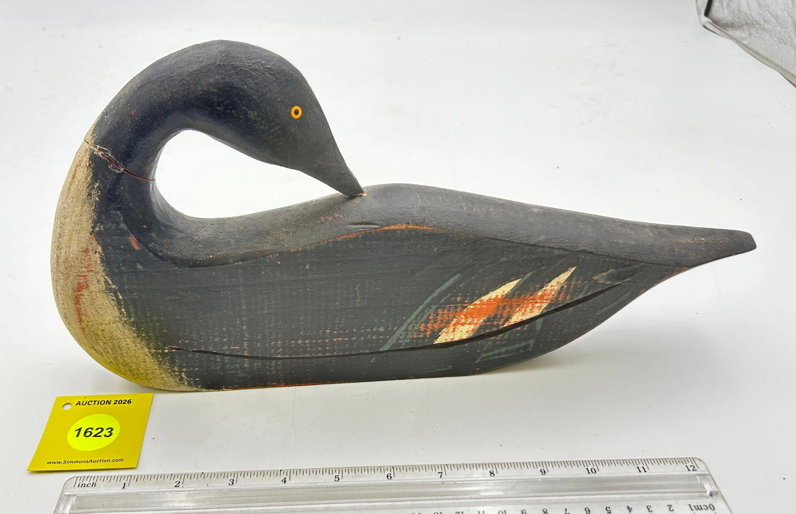 Decoy, Wooden hand-carved shadow decoy. On bottom carved "Kautz" (1 of 5)