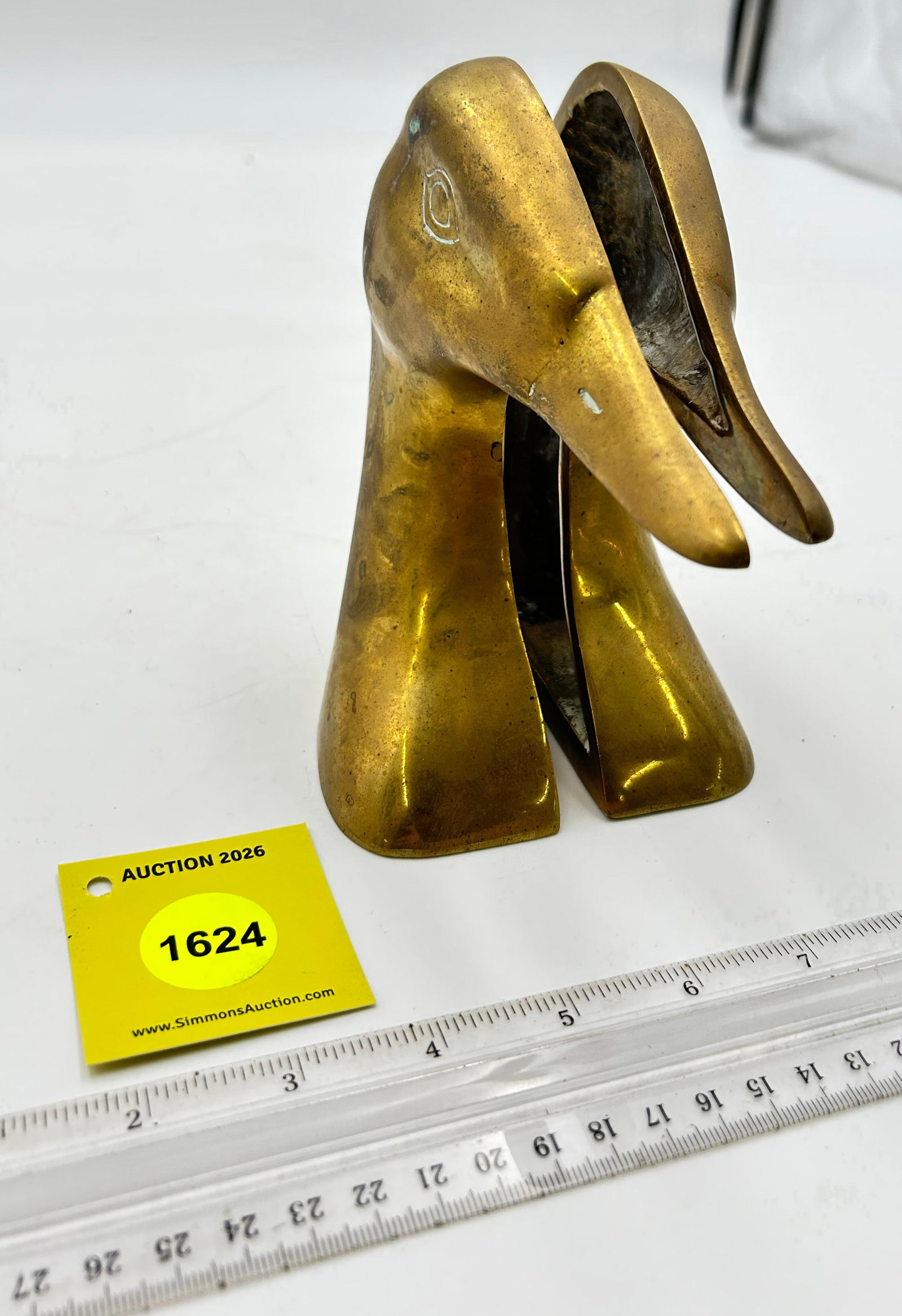 Brass Mallard duck head bookends. (1 of 6)