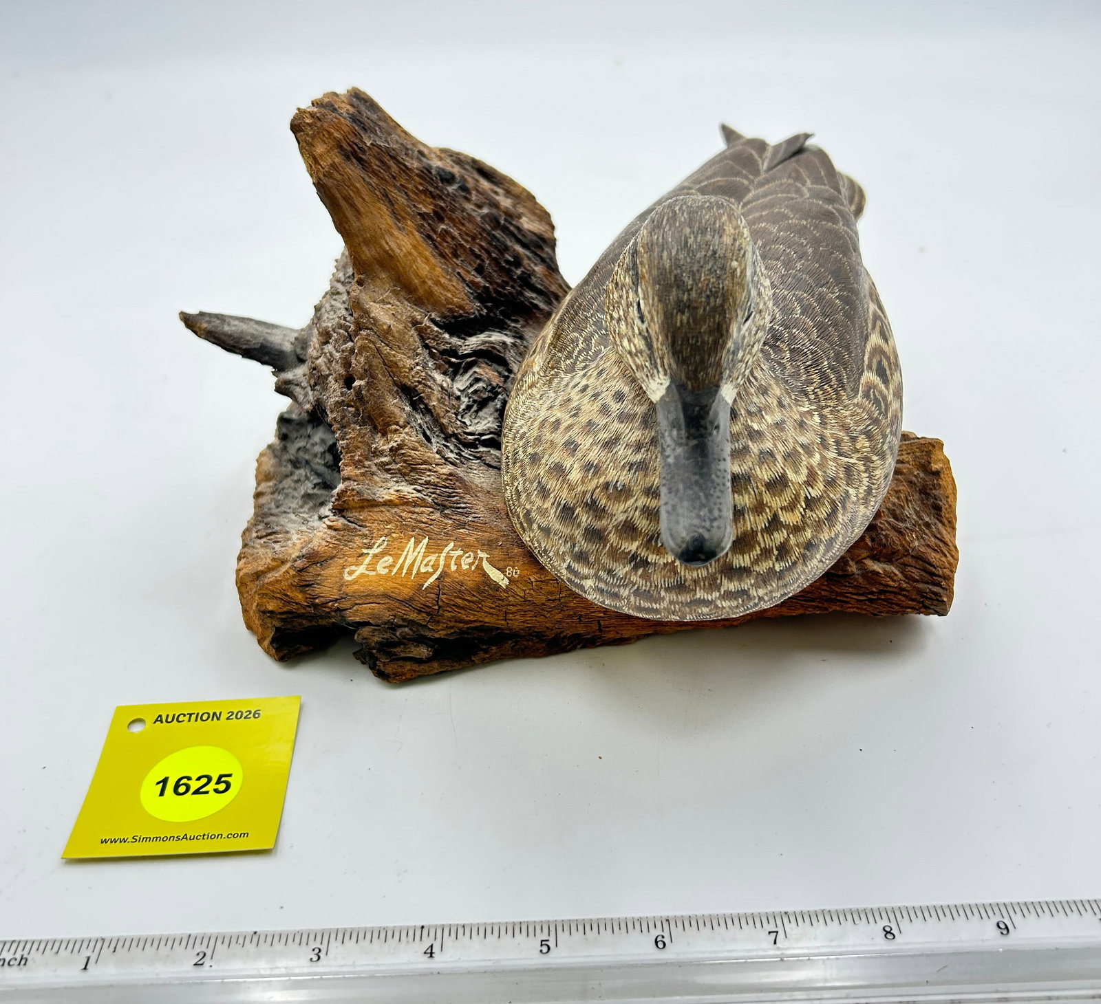 Decoy, hand- carved green-winged Teal hen. On Bottom "Kansas City March 1980". Signed (1 of 6)