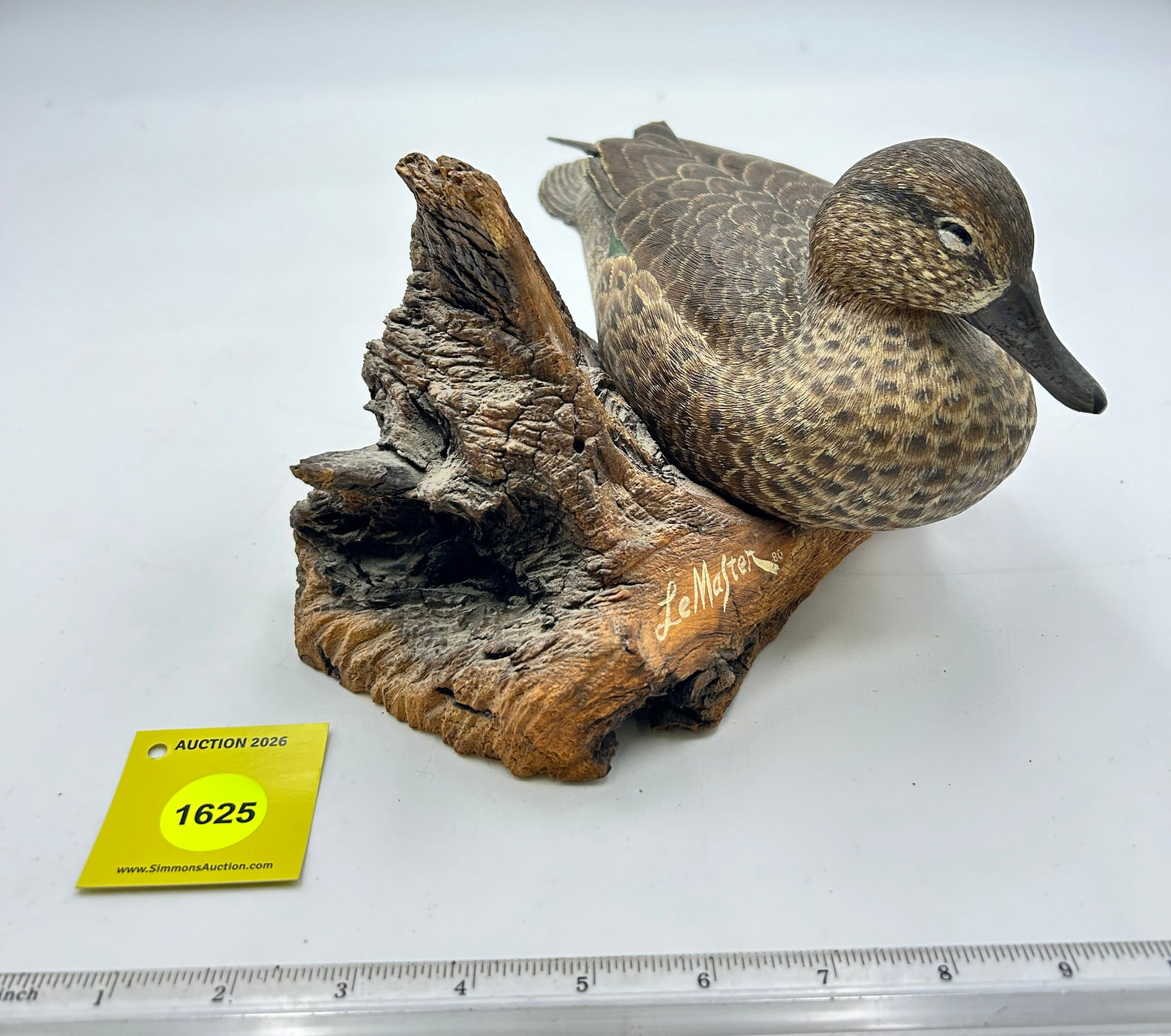 Decoy, hand- carved green-winged Teal hen. On Bottom "Kansas City March 1980". Signed - 2