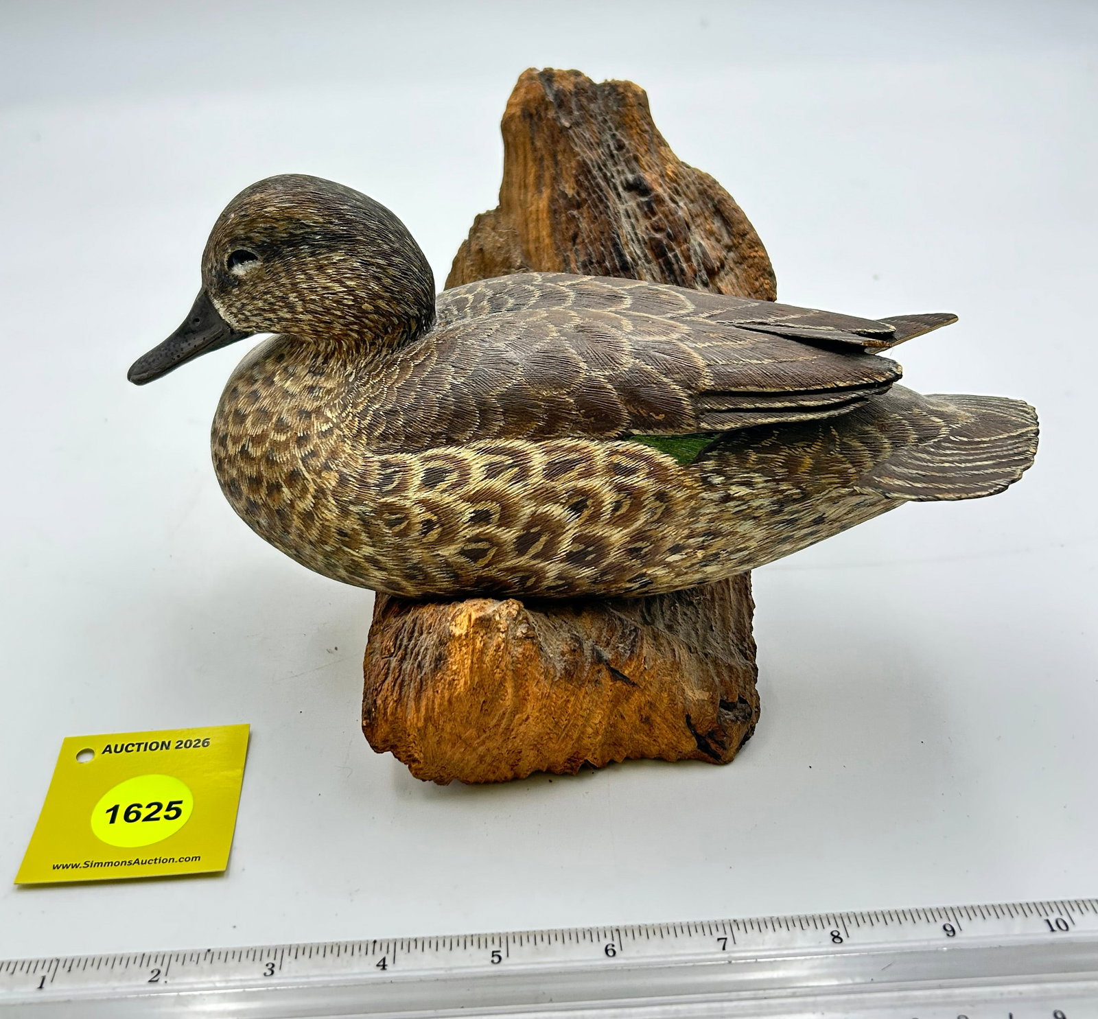 Decoy, hand- carved green-winged Teal hen. On Bottom "Kansas City March 1980". Signed - 3