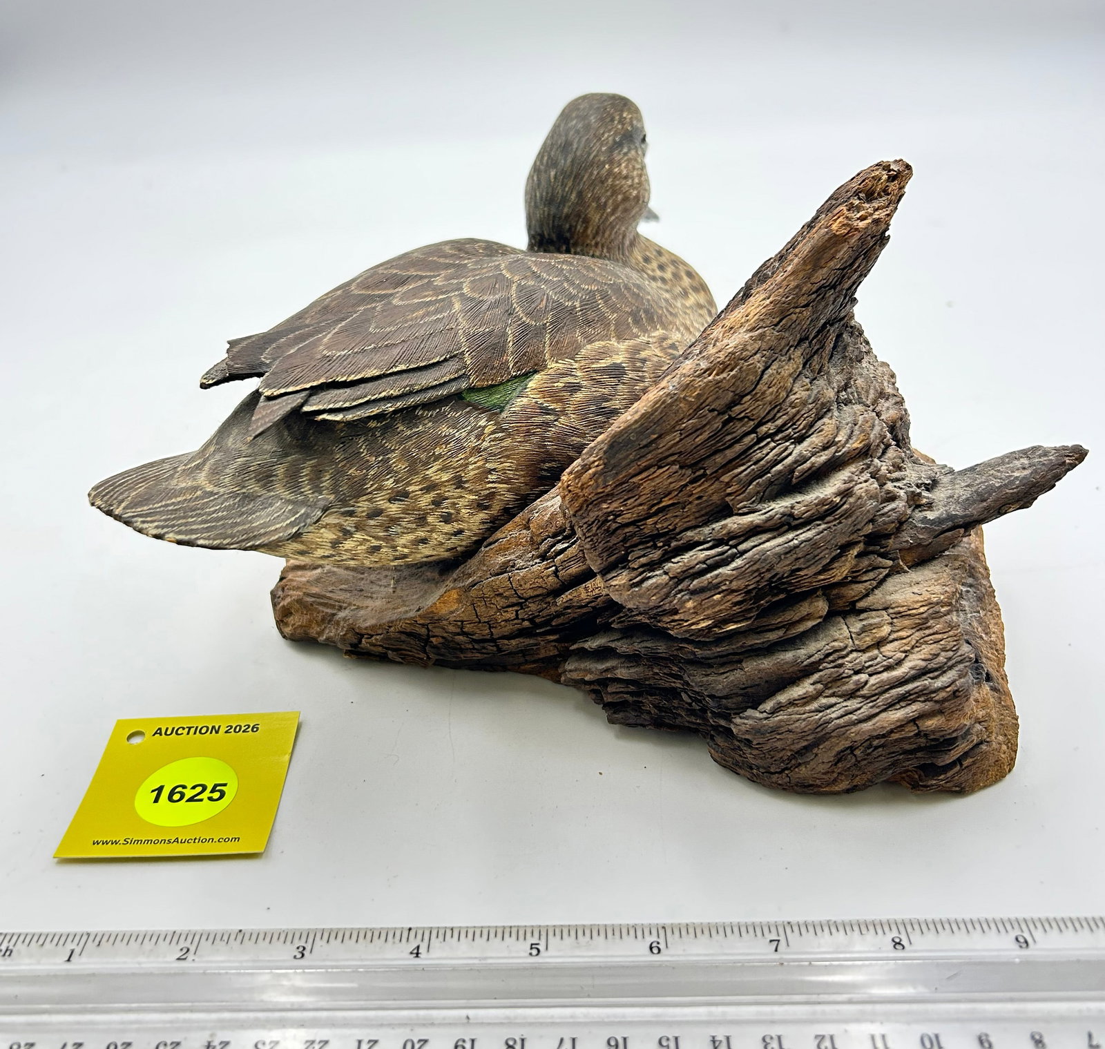 Decoy, hand- carved green-winged Teal hen. On Bottom "Kansas City March 1980". Signed - 4