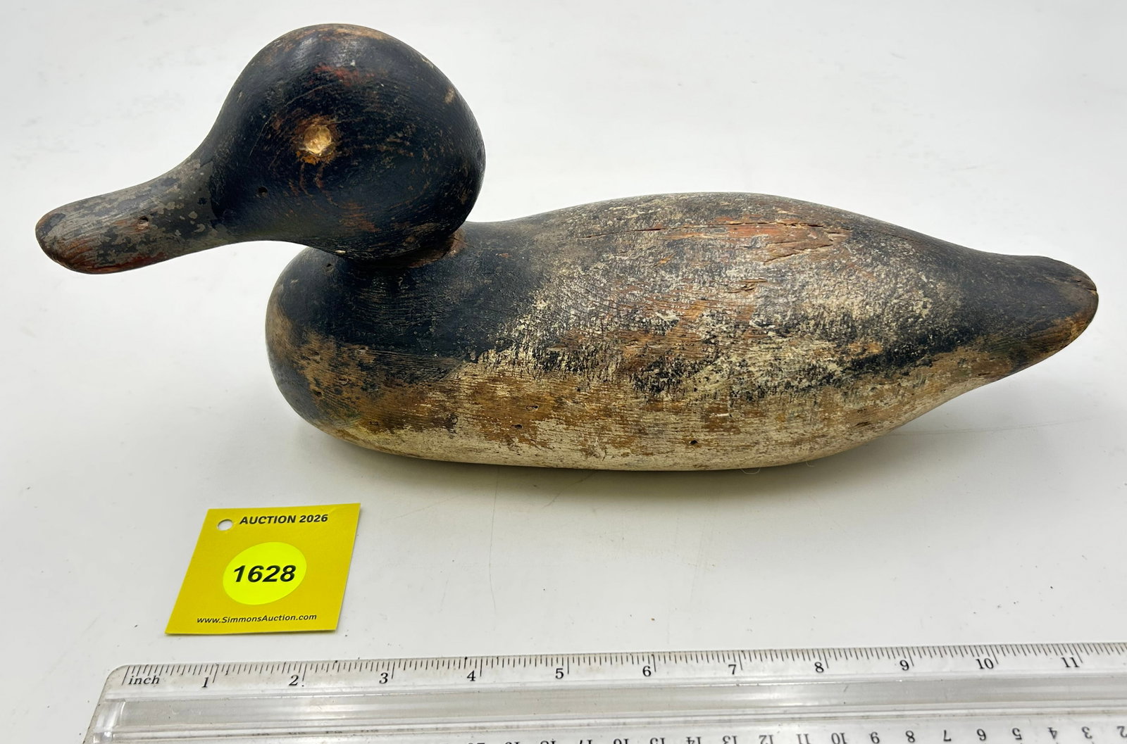 Decoy, Wooden duck decoy w/ movable peg head (1 of 5)