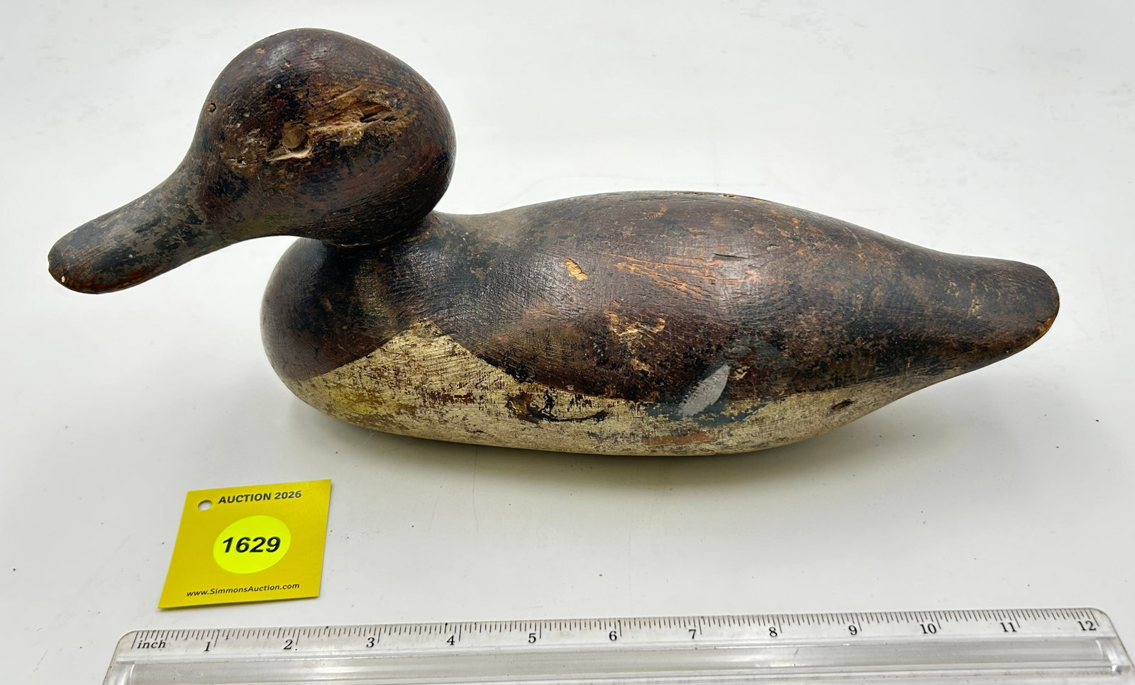 Decoy, Wooden duck decoy w/ movable peg head (1 of 5)