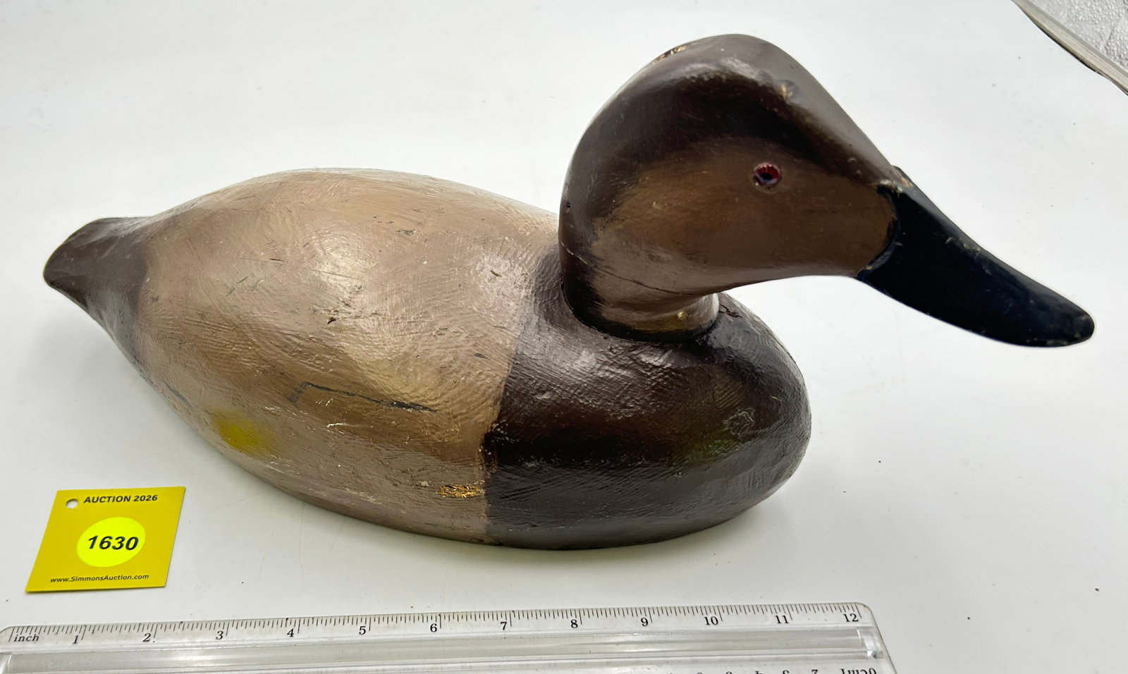 Decoy, Wooden hen duck. Marked 199 on bottom. - 3