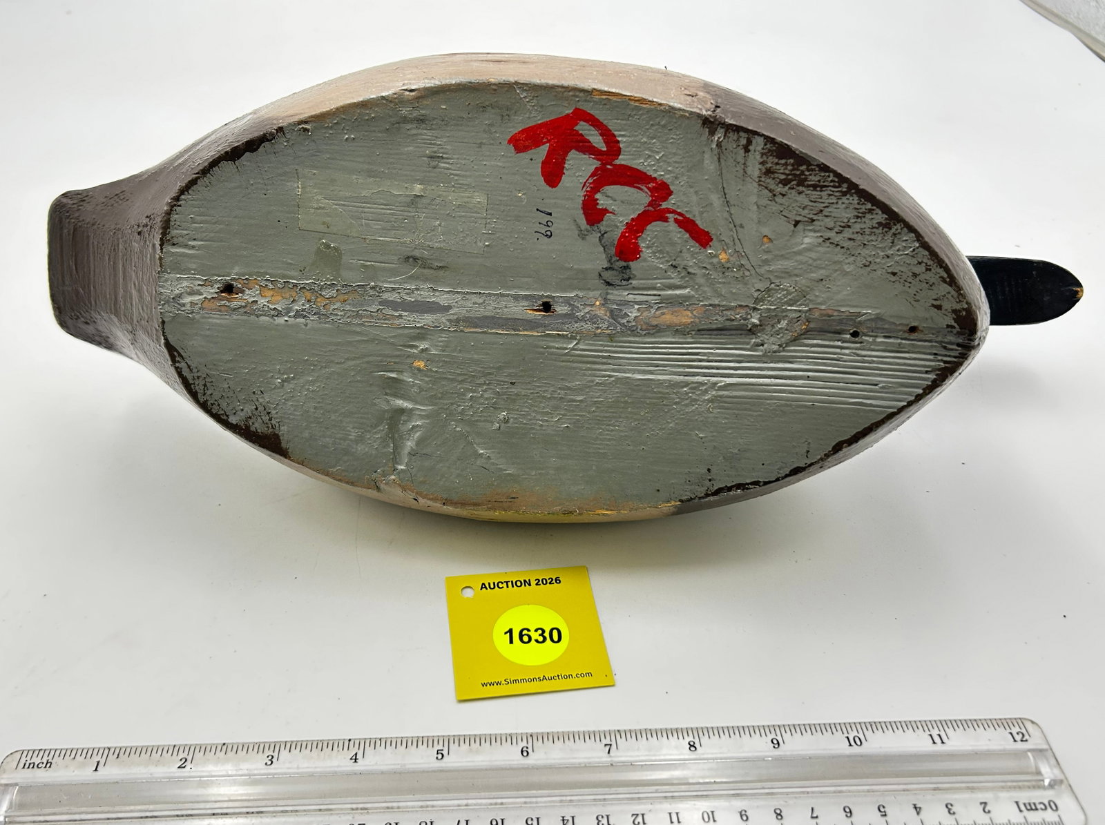 Decoy, Wooden hen duck. Marked 199 on bottom. - 4