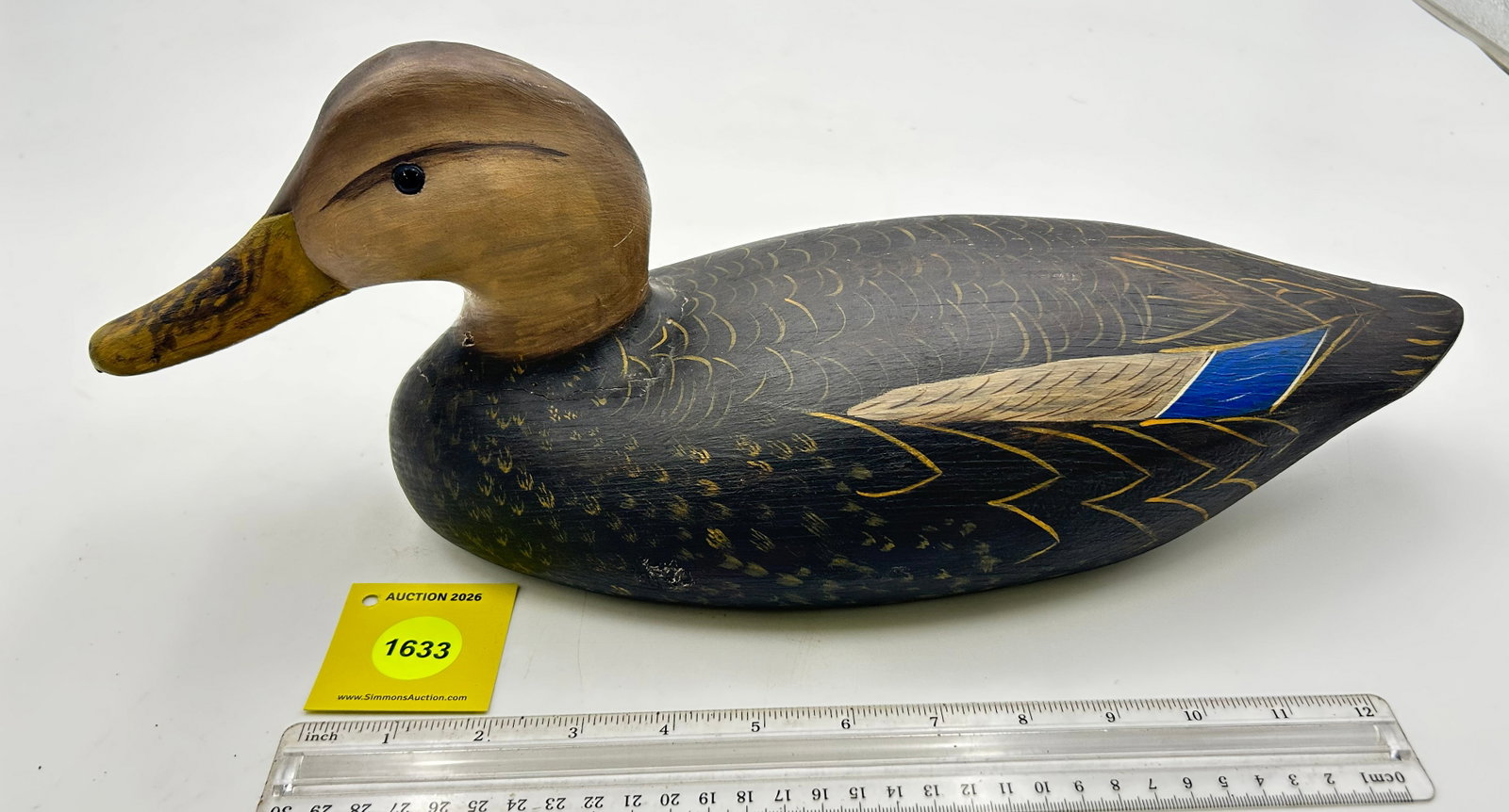 Decoy, Wooden Black duck. On bottom marked "TS". (1 of 5)